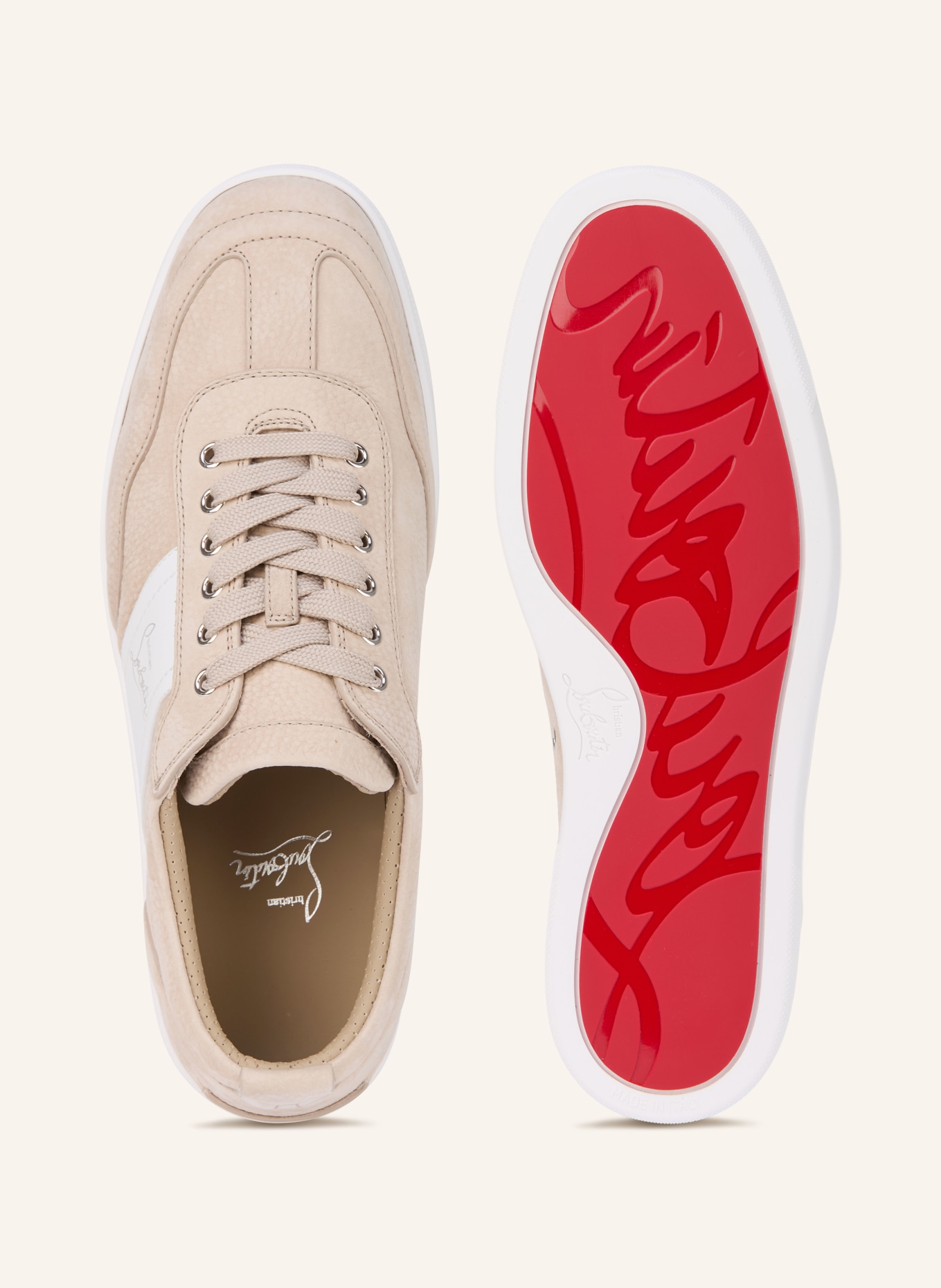 Christian Louboutin RETRO Sneakers: TAUPE / WHITE