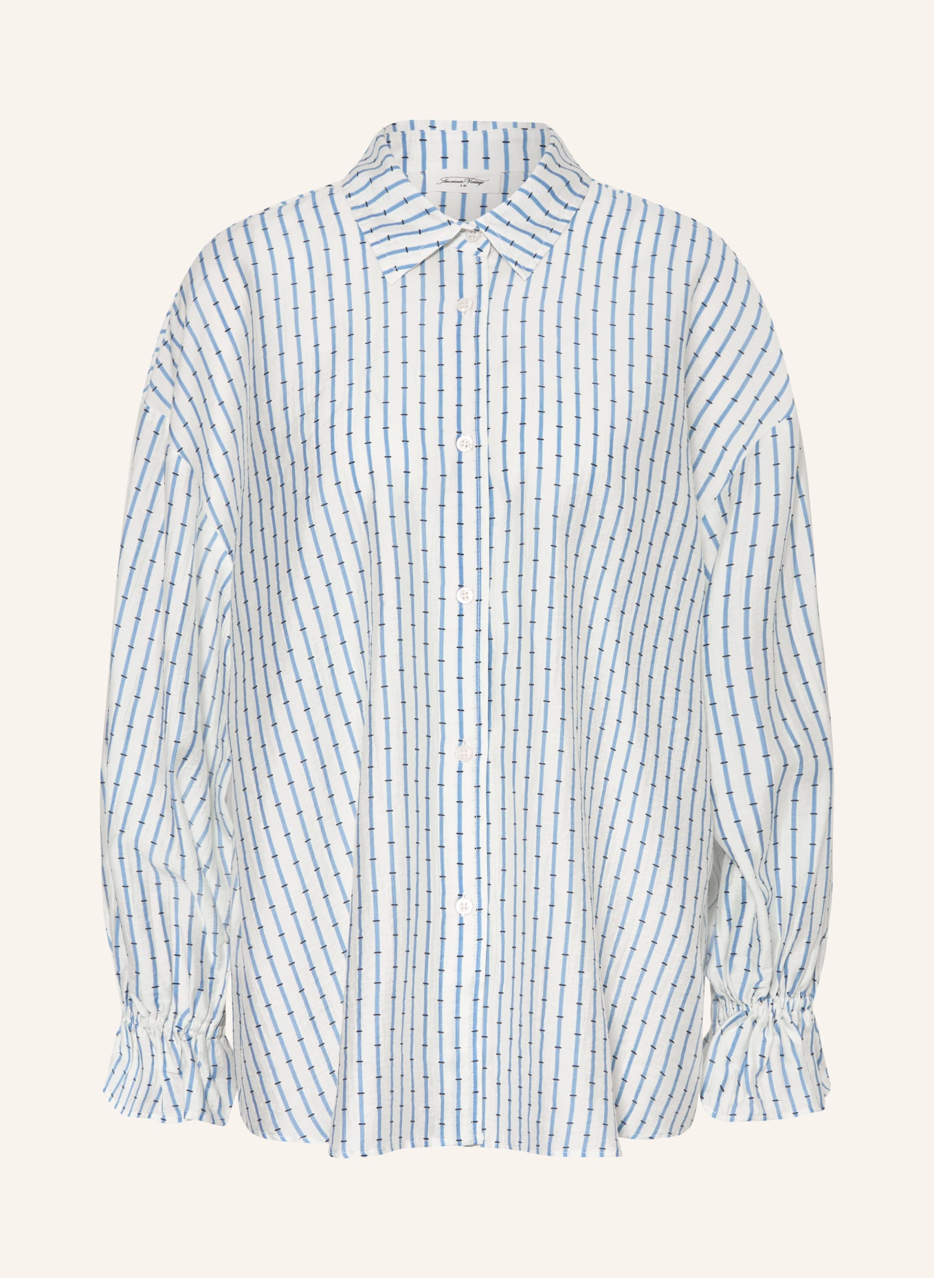 American Vintage Oversized-Hemdbluse ZIVOW mit Rüschen: BLAU / WEISS / SCHWARZ