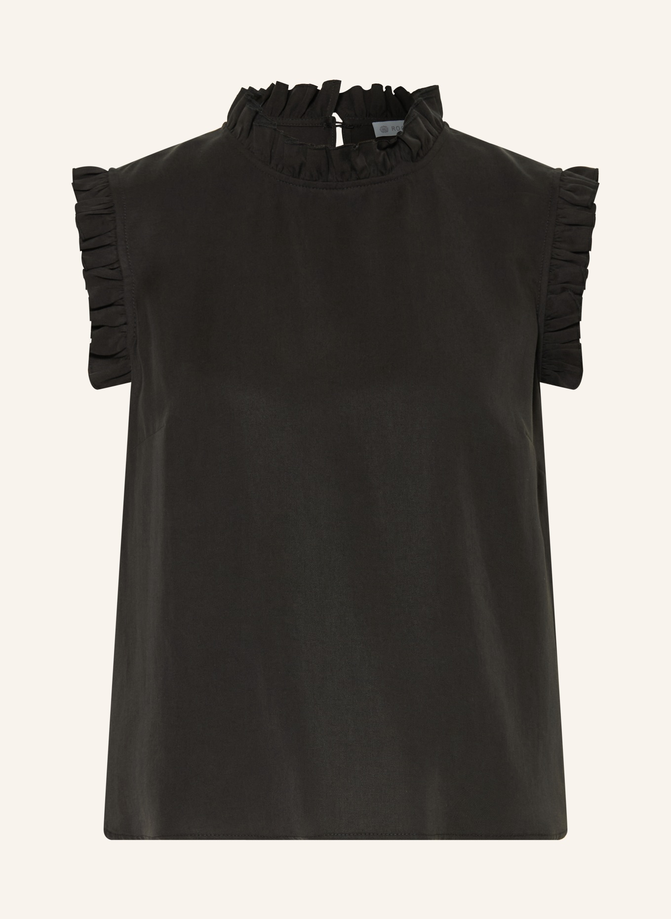ROCKMACHERIN Traditional top with ruffles: BLACK