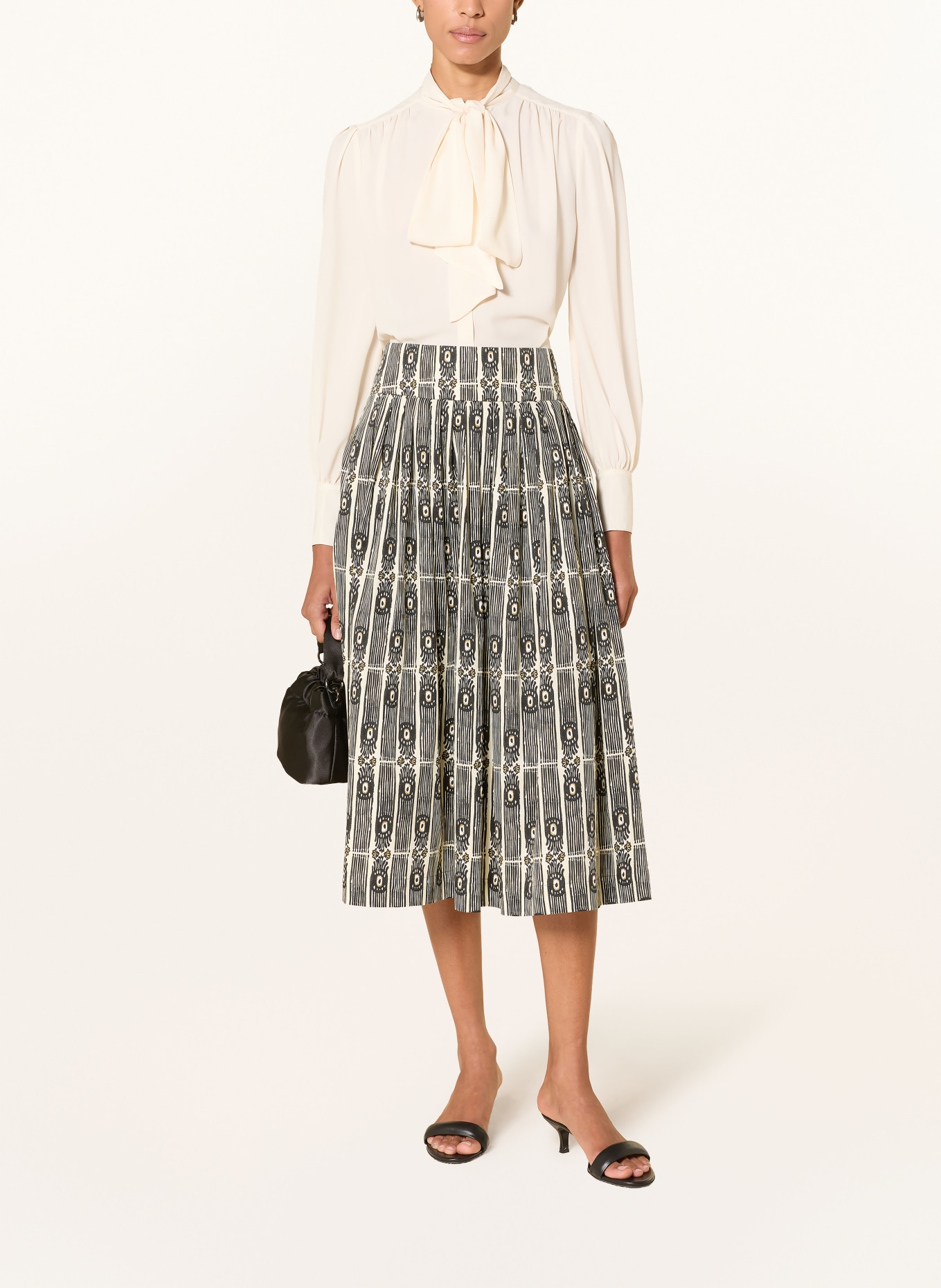 ROCKMACHERIN Spódnica w stylu ludowym KALO: CZARNY / ECRU