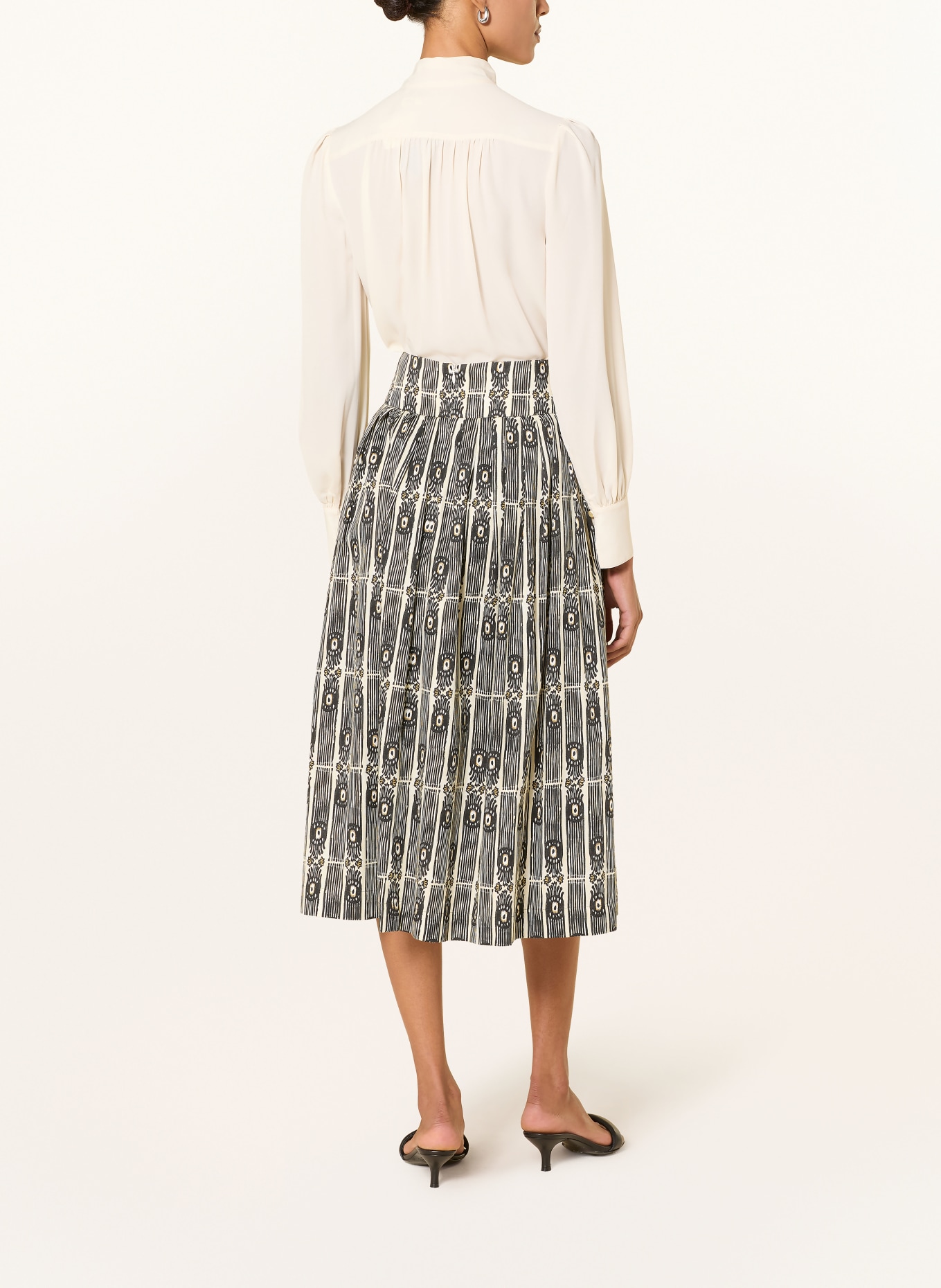 ROCKMACHERIN Spódnica w stylu ludowym KALO: CZARNY / ECRU