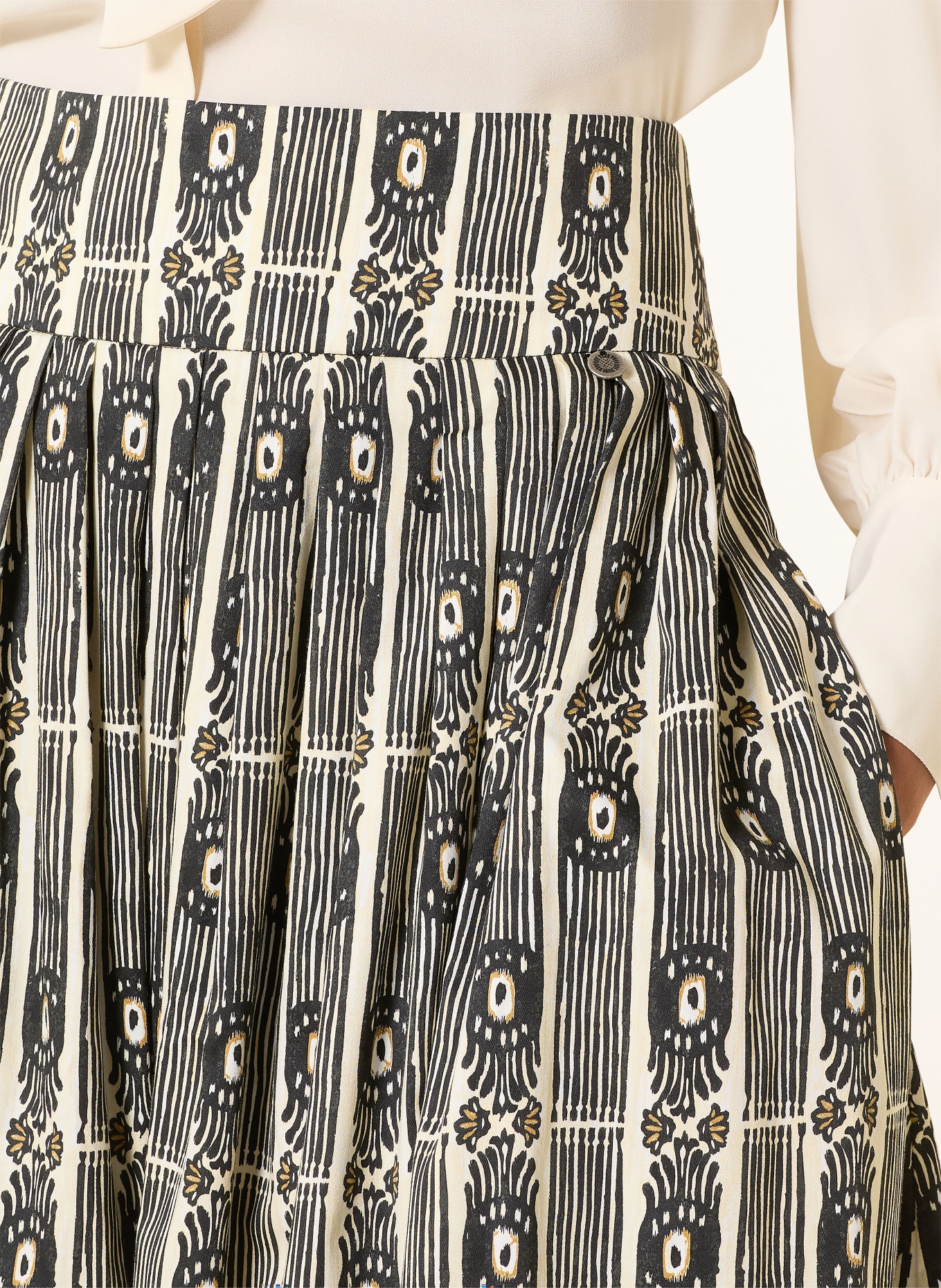 ROCKMACHERIN Spódnica w stylu ludowym KALO: CZARNY / ECRU