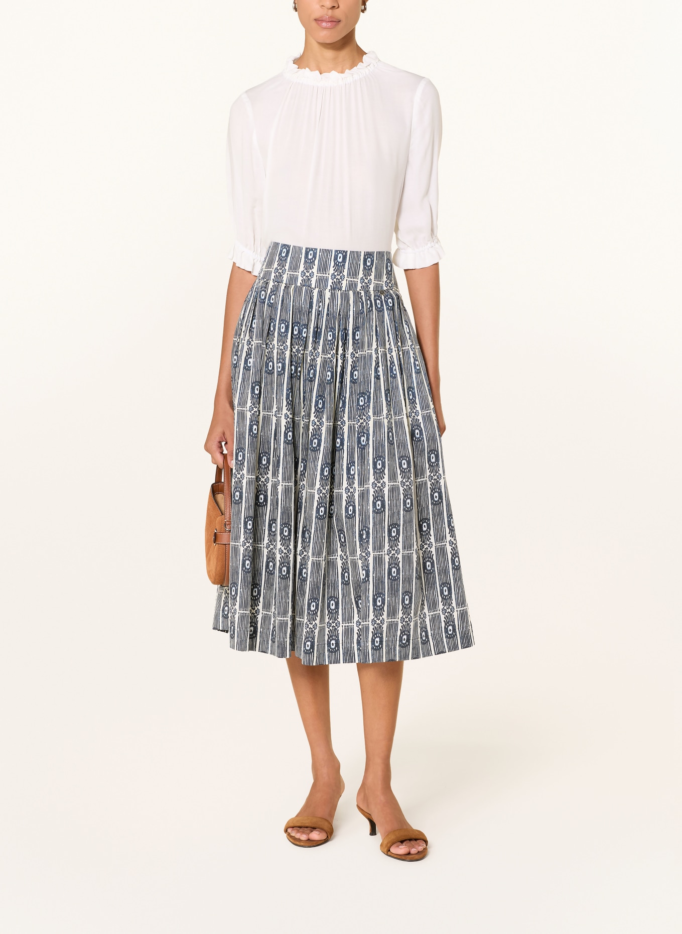 ROCKMACHERIN Spódnica w stylu ludowym KALO: GRANATOWY / BIAŁY