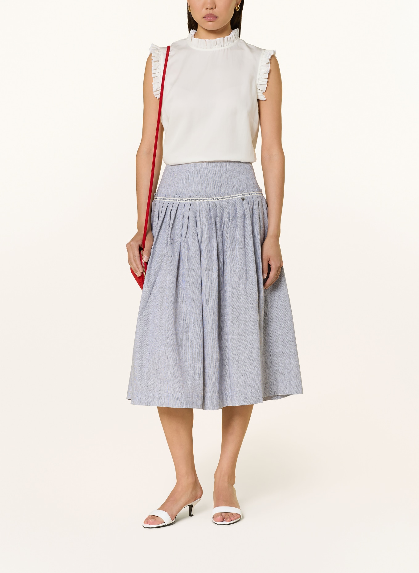 ROCKMACHERIN Rock WEISSACH met linnen: BLAUW / WIT