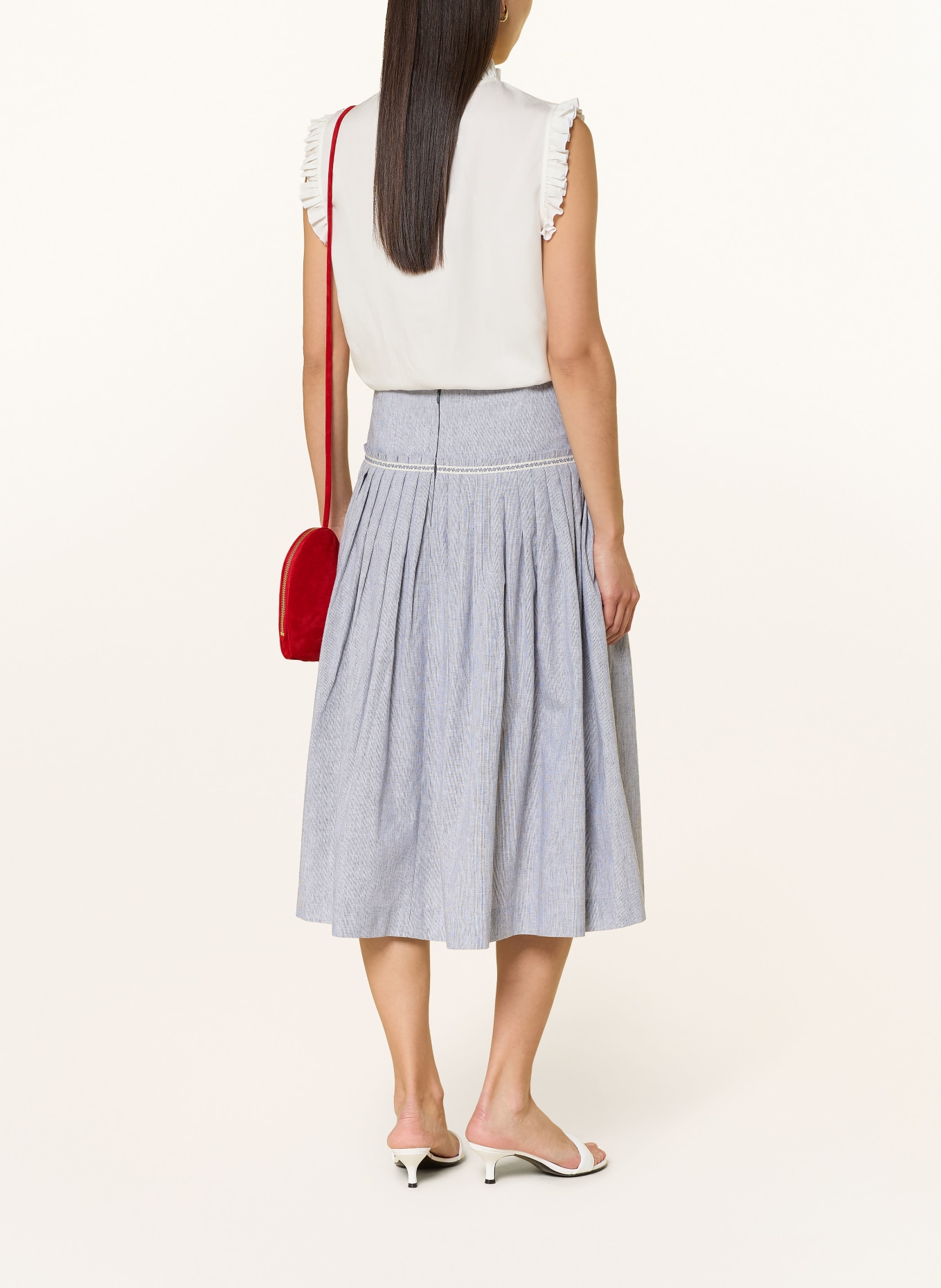 ROCKMACHERIN Rock WEISSACH met linnen: BLAUW / WIT