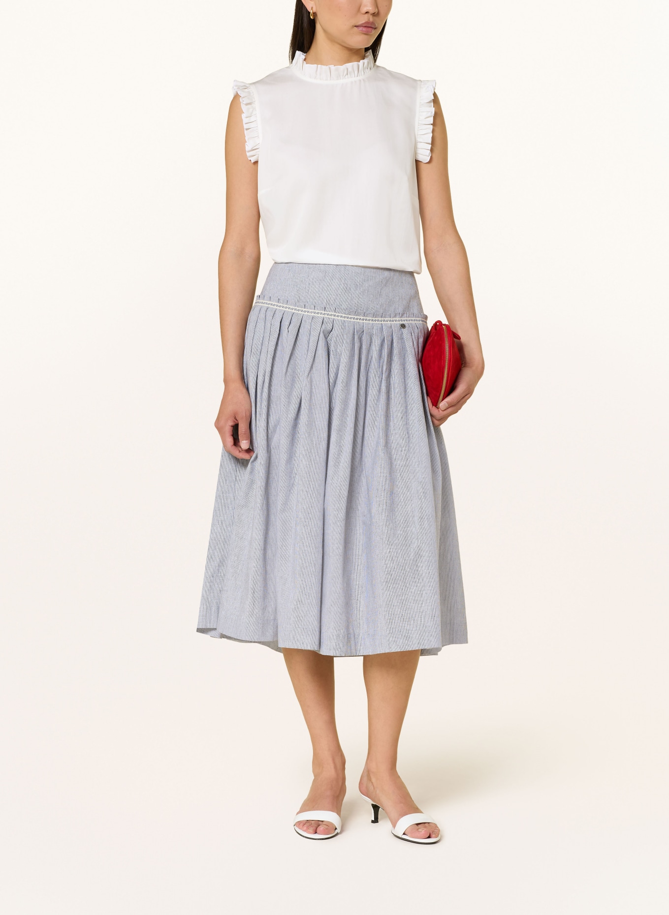 ROCKMACHERIN Traditionele blouse met ruches: WIT