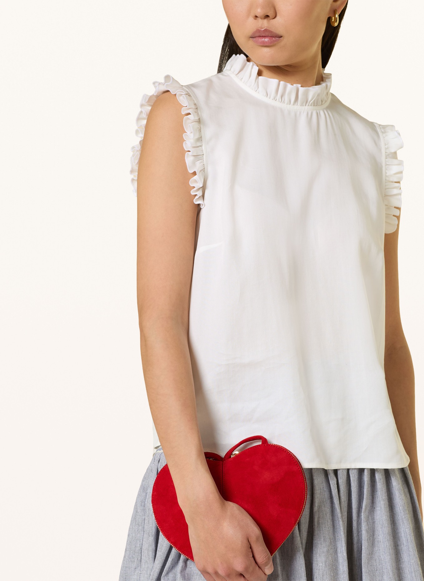 ROCKMACHERIN Traditionele blouse met ruches: WIT