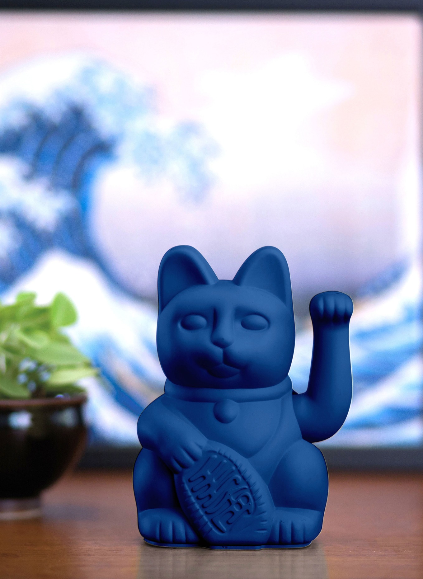 DONKEY Dekofigur LUCKY CAT: DUNKELBLAU