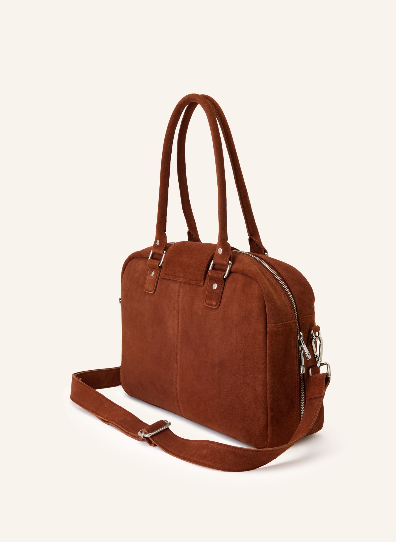 NÚNOO Laptop-Tasche HARPER SWEETHEART mit Nieten: COGNAC / SILBER