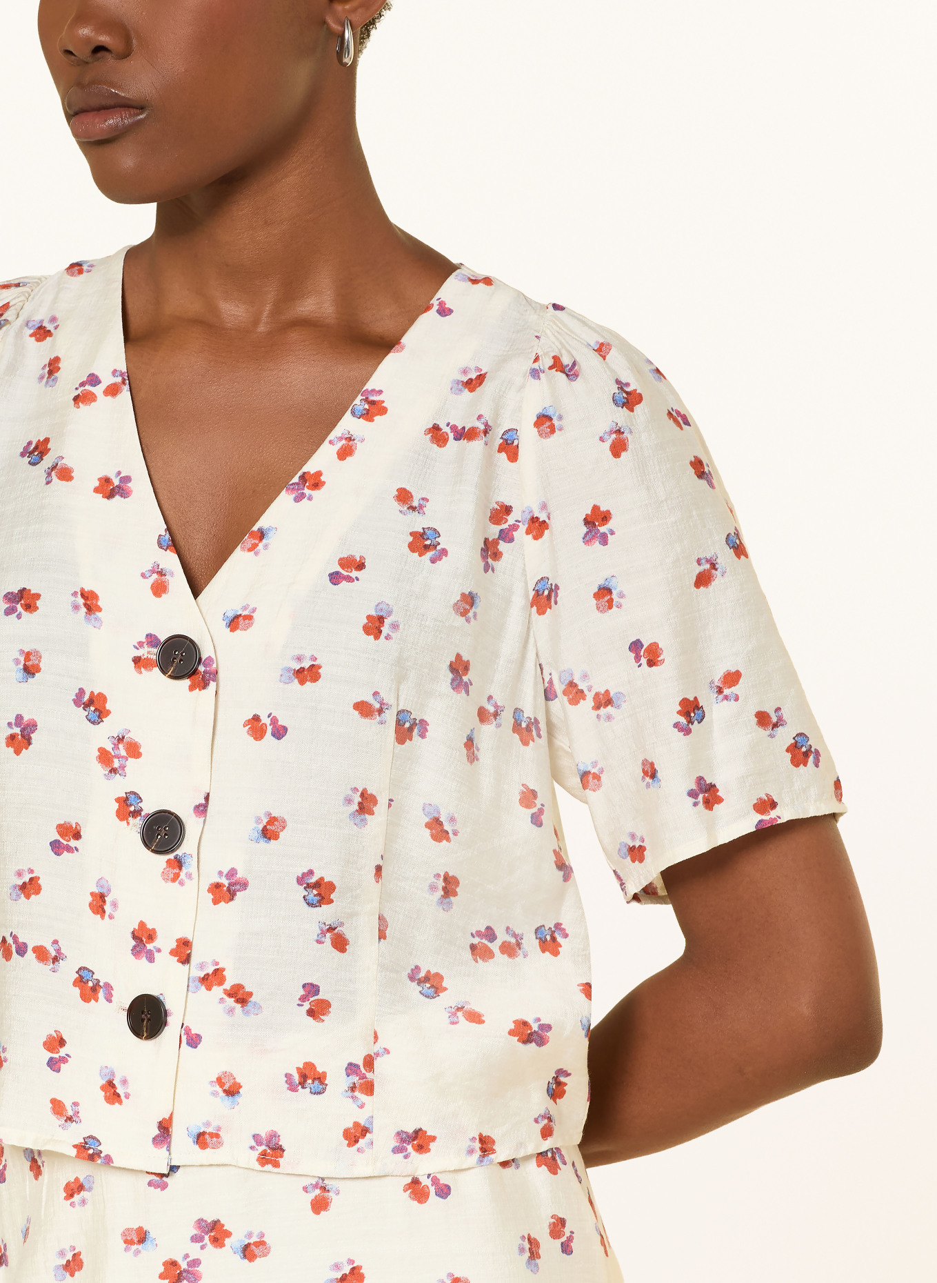 co'couture Blouse MARISCC: ÉCRU / LILAS / ROUGE FONCÉ