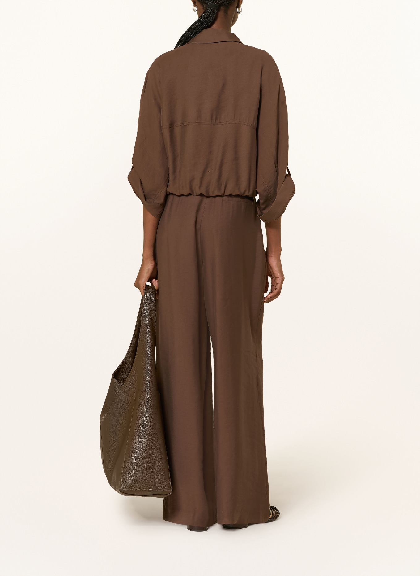 MORE & MORE 3/4-sleeve blouson: DARK BROWN