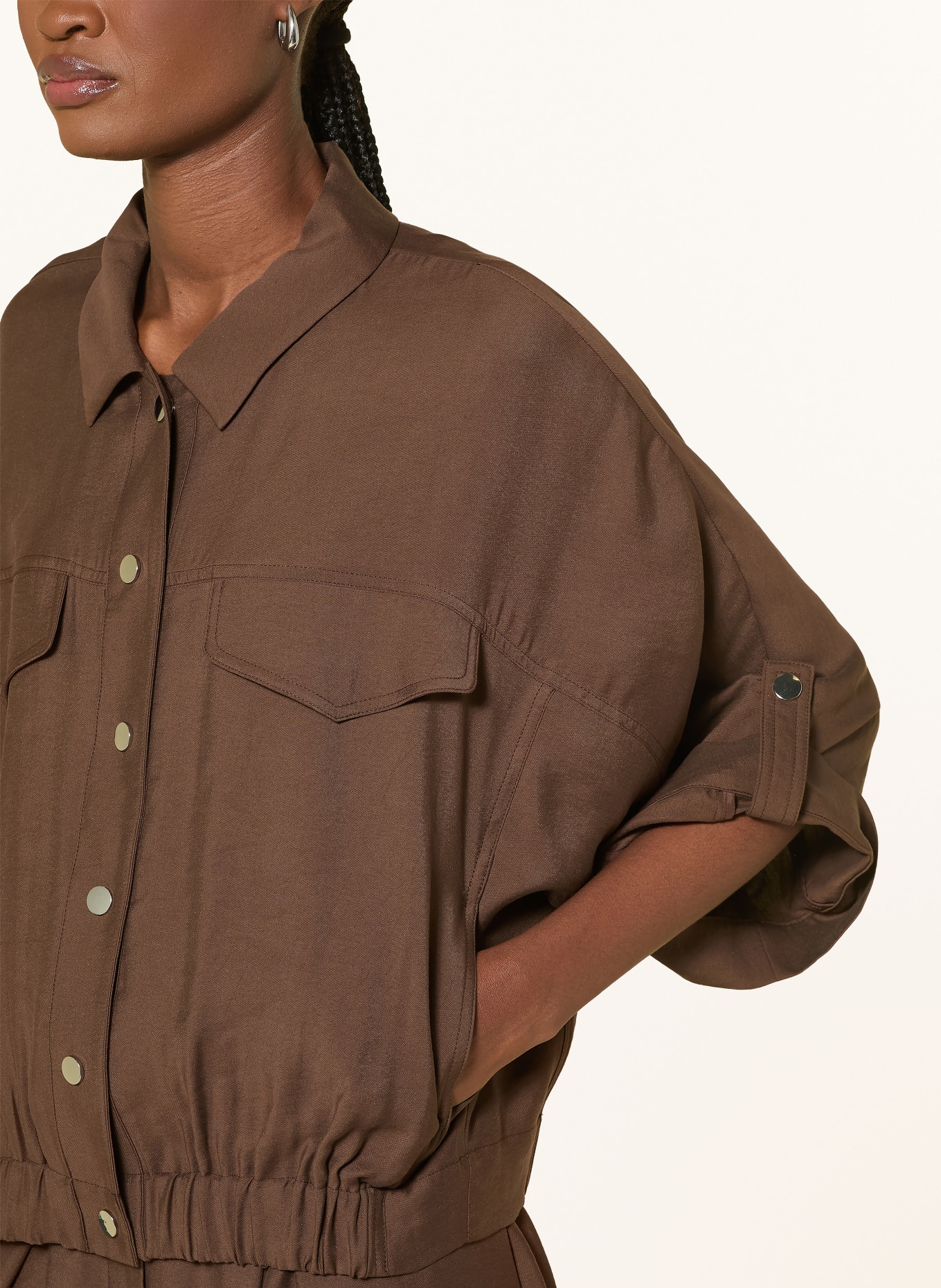 MORE & MORE 3/4-sleeve blouson: DARK BROWN