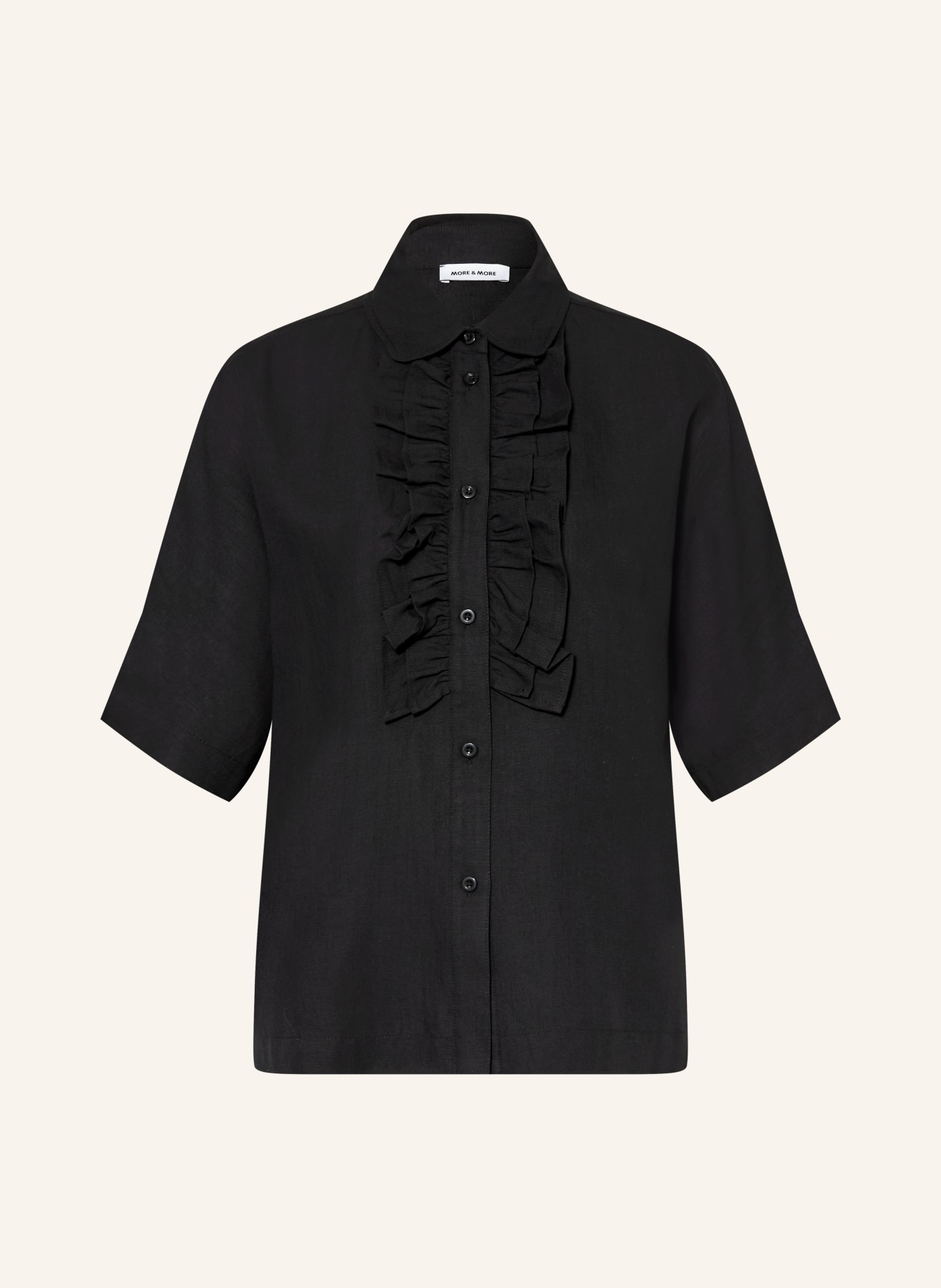 MORE & MORE Ruffled shirt blouse: BLACK