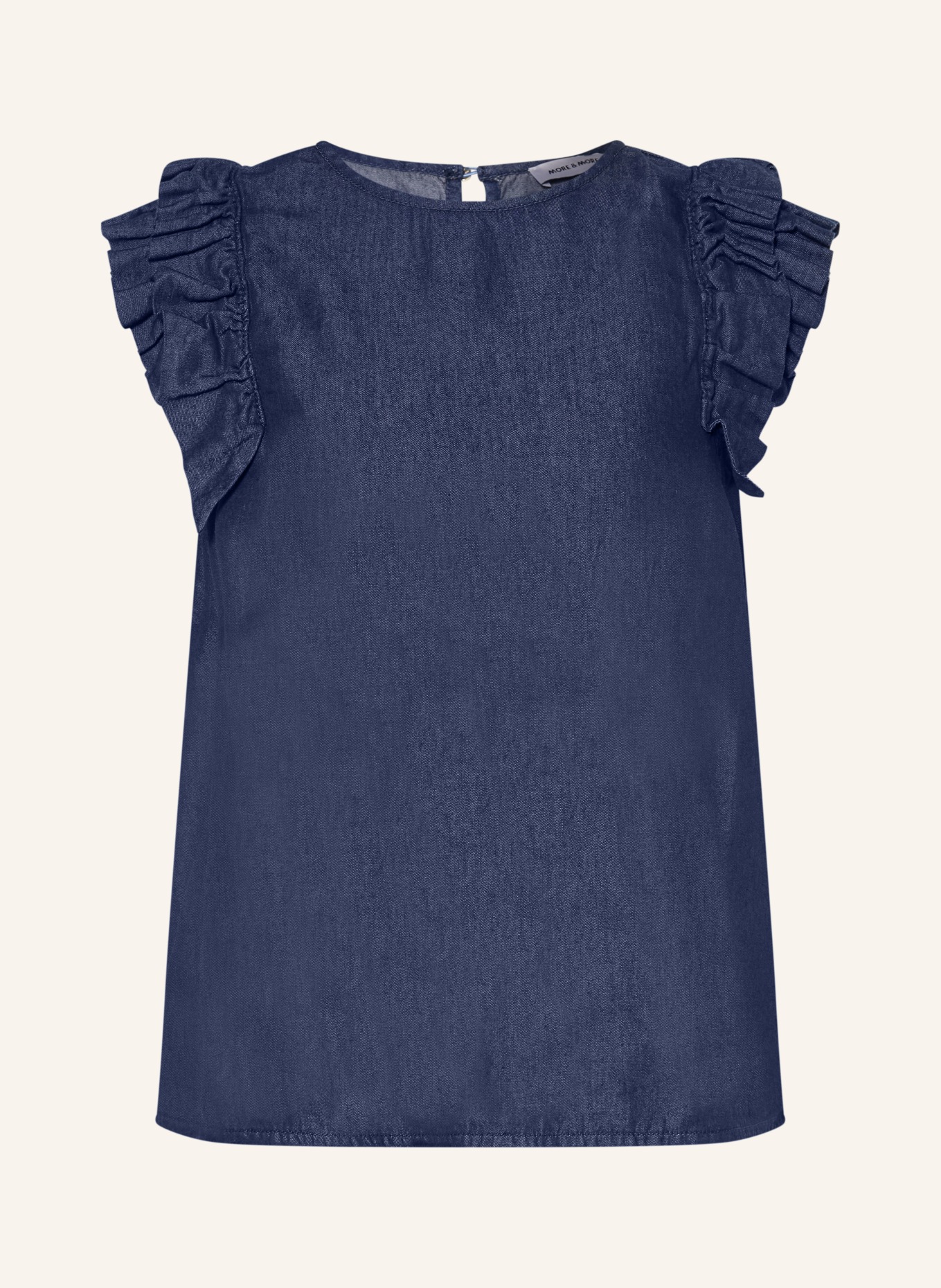 MORE & MORE Denim top with ruffles: DARK BLUE