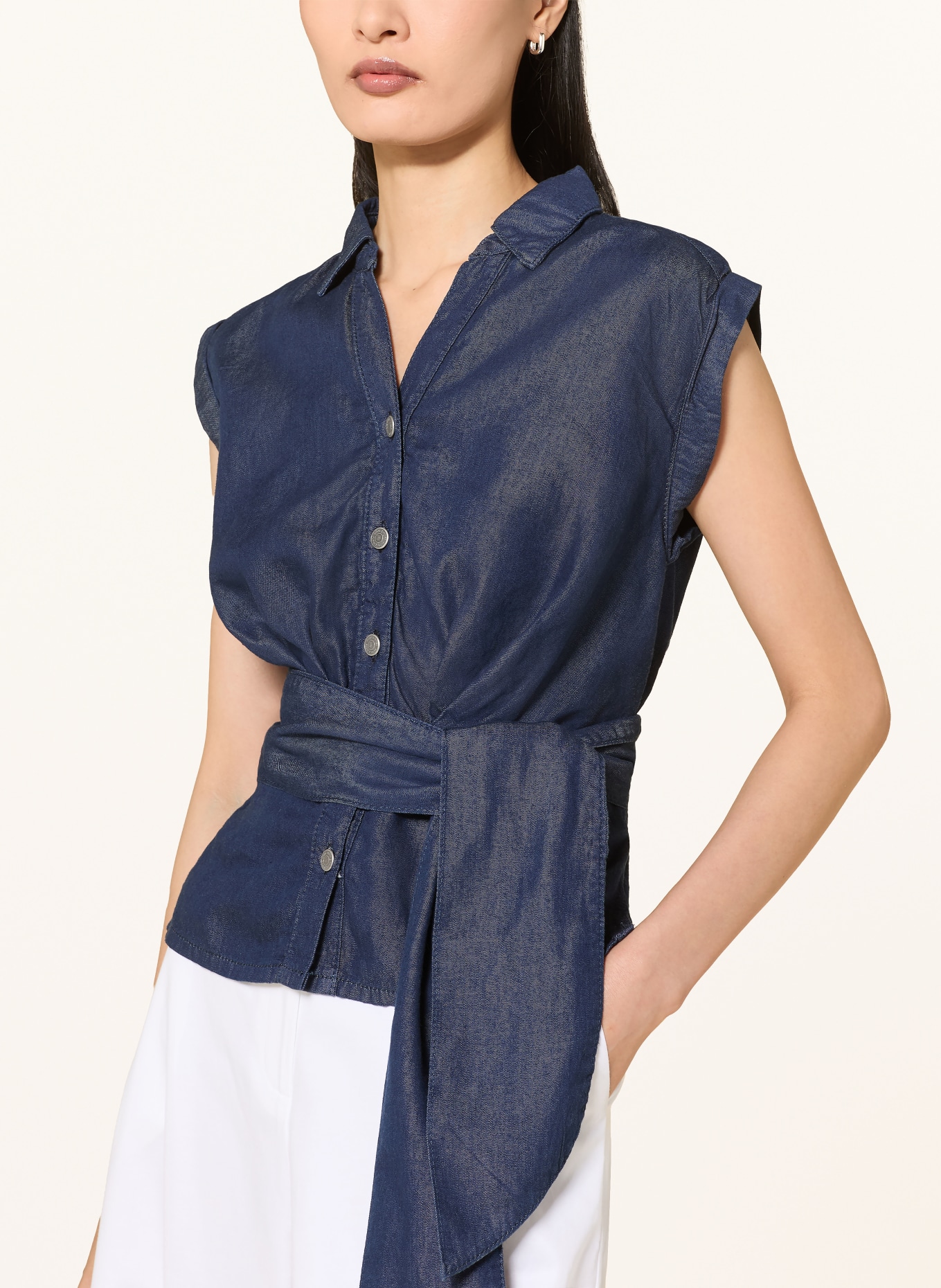 MORE & MORE Jeansbluse: DUNKELBLAU