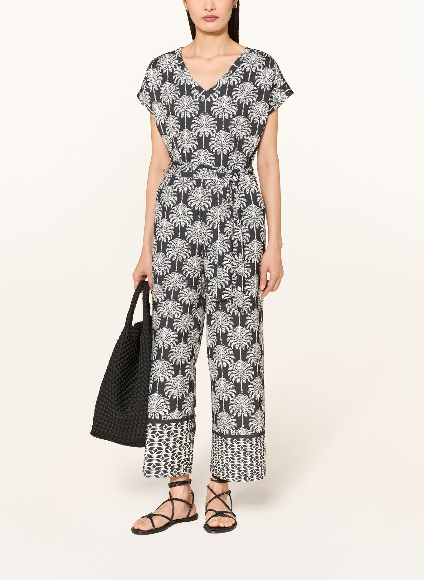 MORE & MORE Jumpsuit aus Jersey: SCHWARZ / ECRU