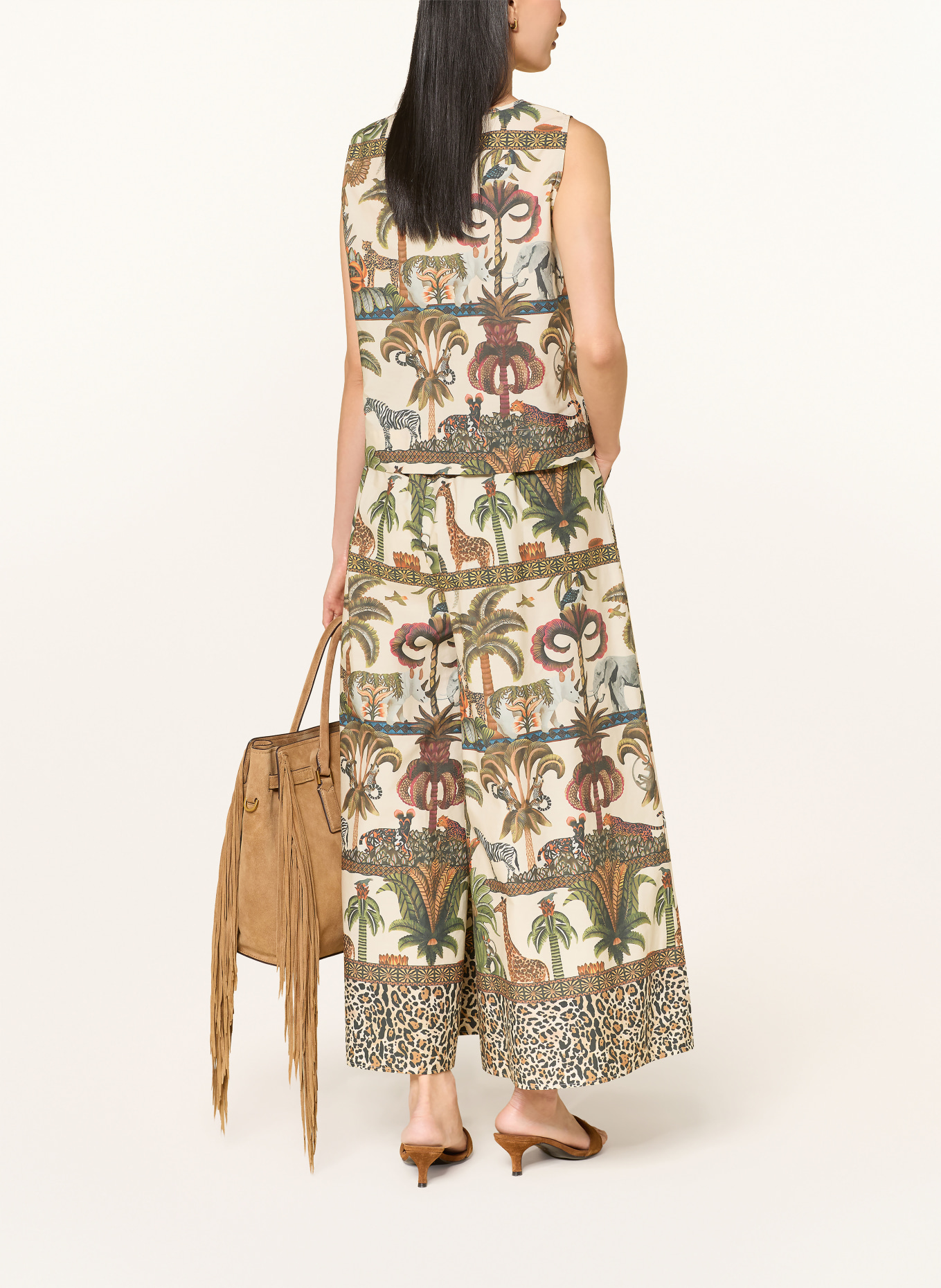 MORE & MORE Blouse top: GREEN / BROWN / BEIGE