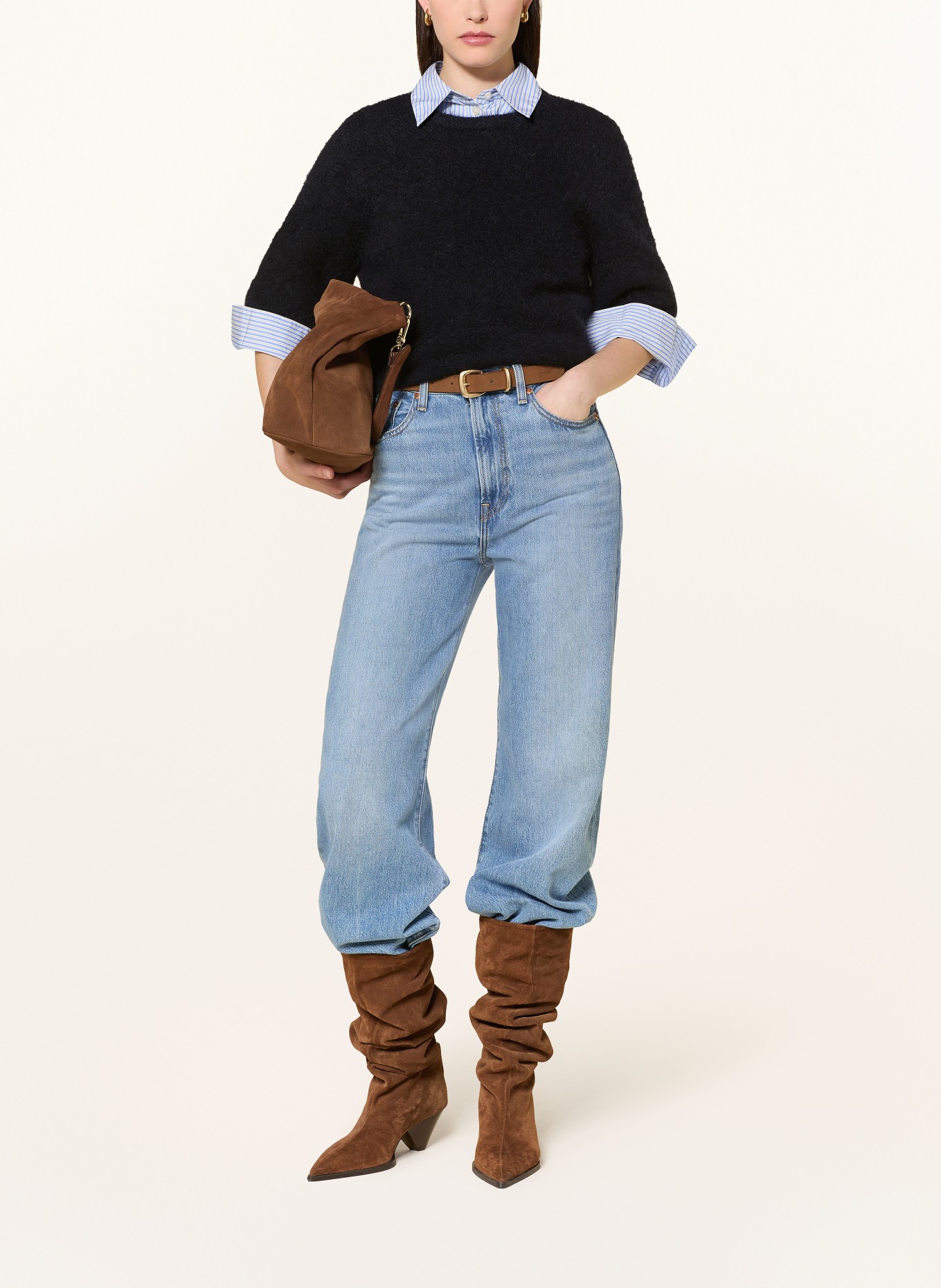 GESTUZ Sweter z dzianiny GZDEBBIE z moherem: GRANATOWY