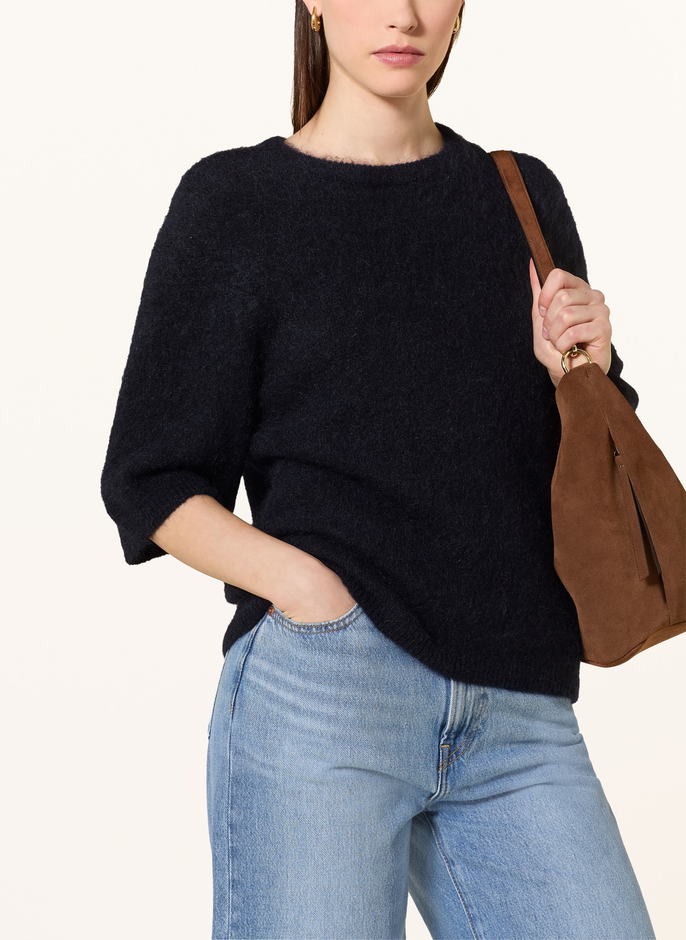 GESTUZ Sweter z dzianiny GZDEBBIE z moherem: GRANATOWY