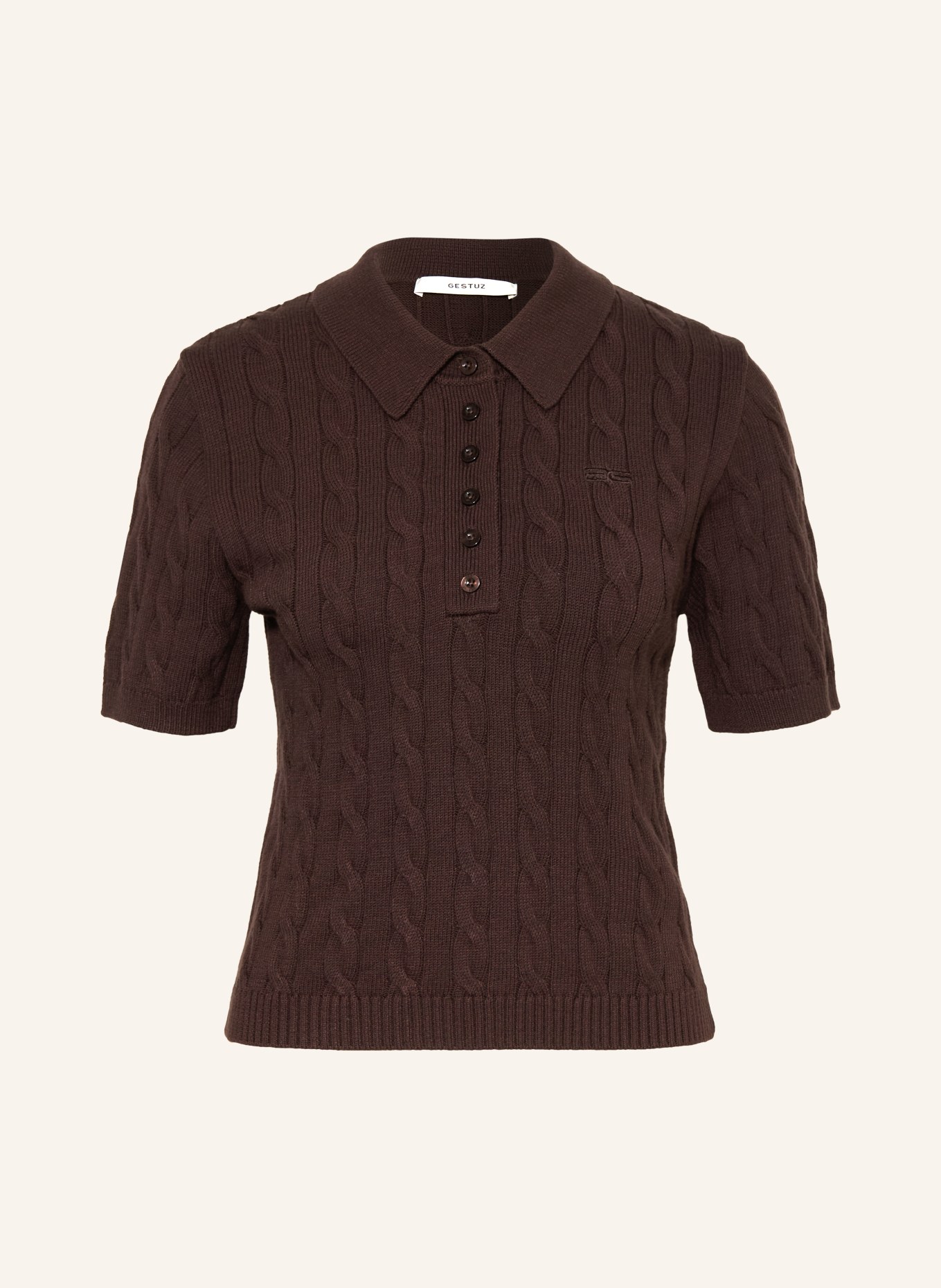 GESTUZ Strick-Poloshirt GZTHILLA: DUNKELBRAUN