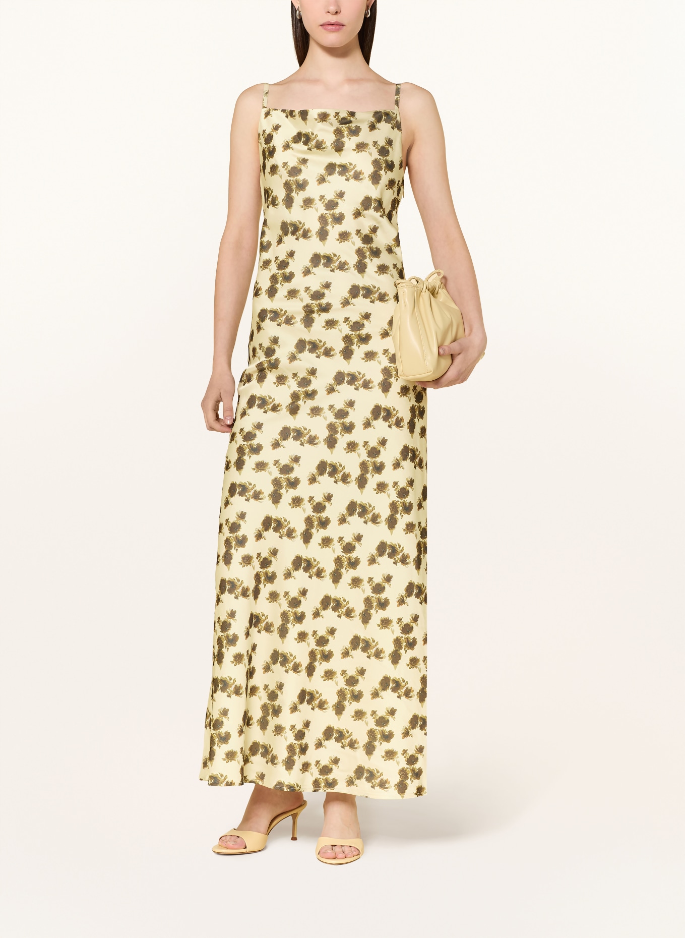 GESTUZ Satin dress GZCHERY: LIGHT YELLOW / GREEN