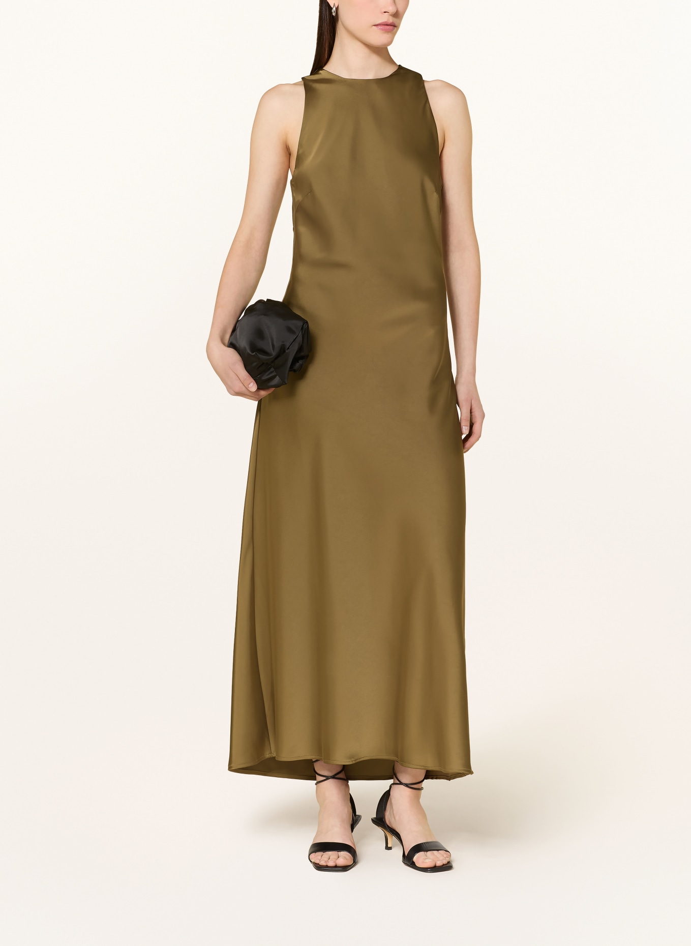 GESTUZ Satin Dress GZCERINA: OLIVE