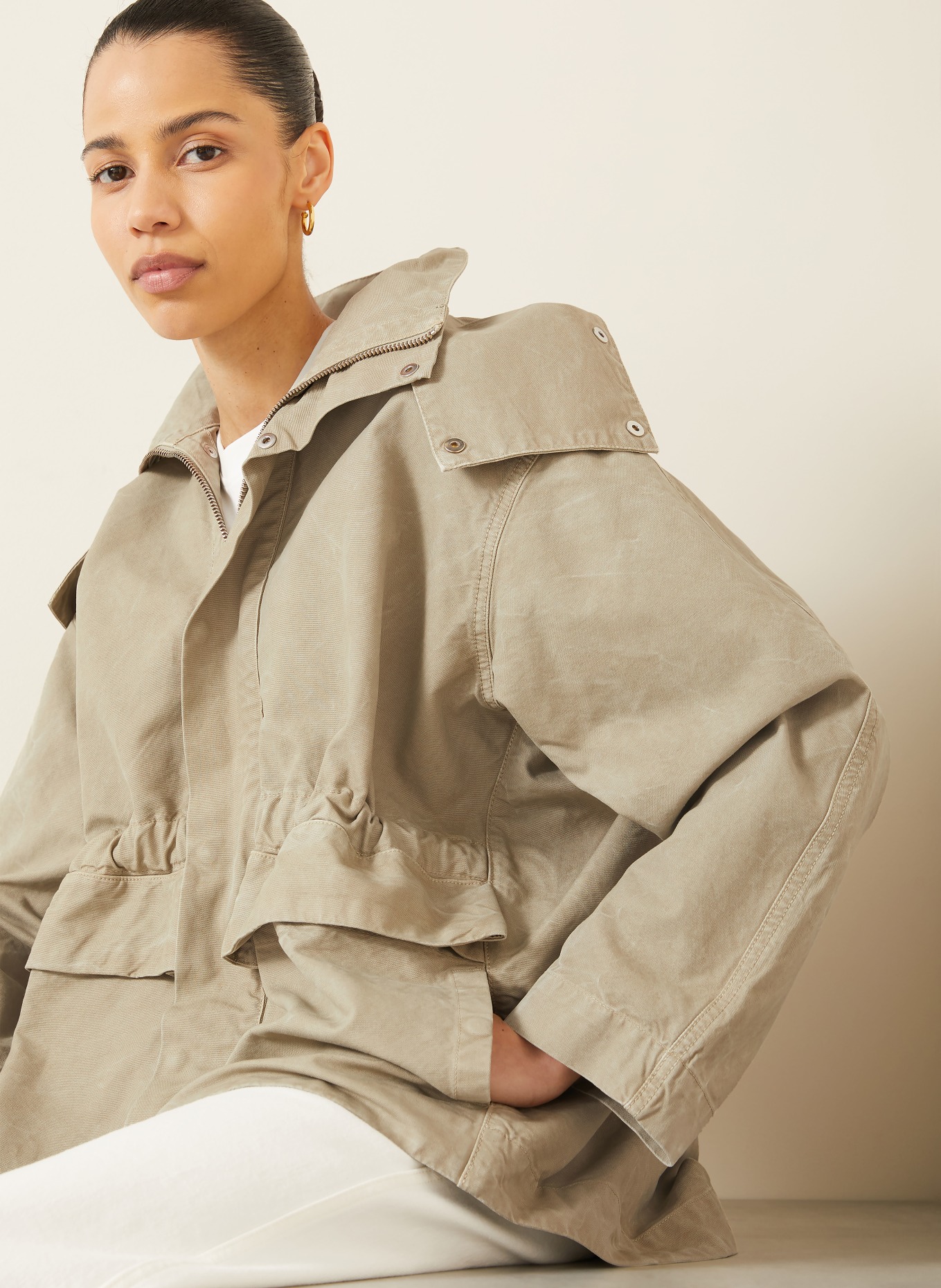 VICTORIA BECKHAM Oversized-Fieldjacket: HELLGRÜN