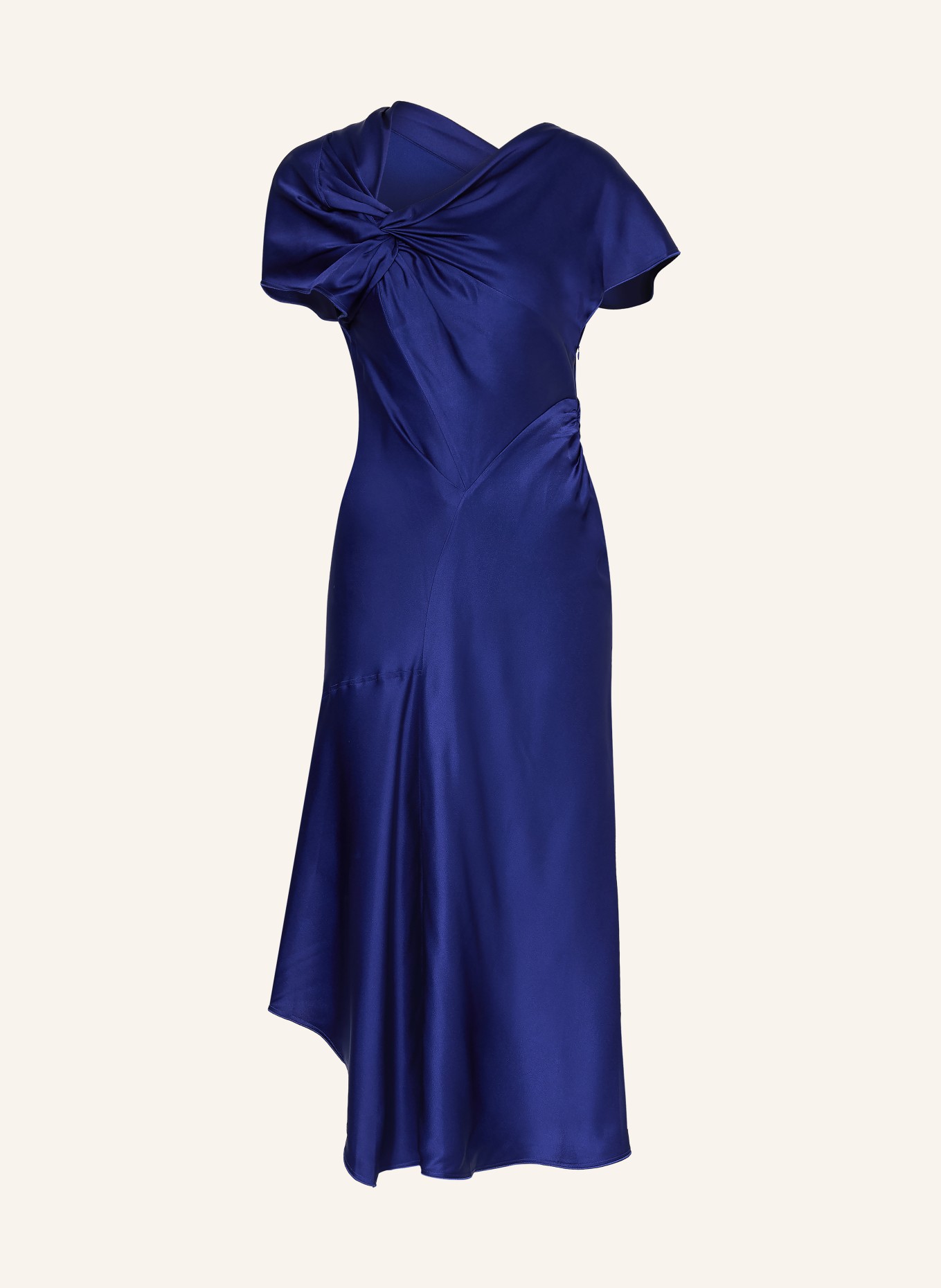 VICTORIA BECKHAM Saténové koktejlové šaty: MODRÁ