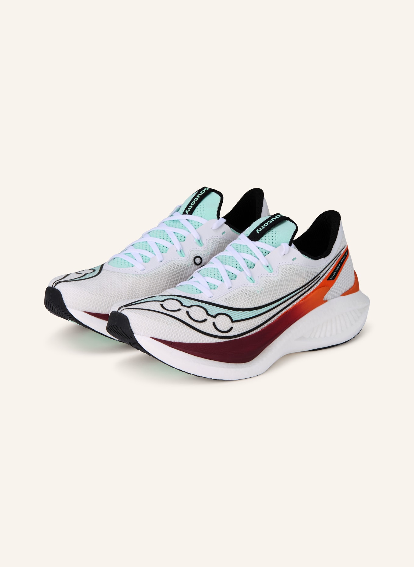 saucony Chaussures de course ENDORPHIN PRO 5: BLANC / ORANGE / MENTHE