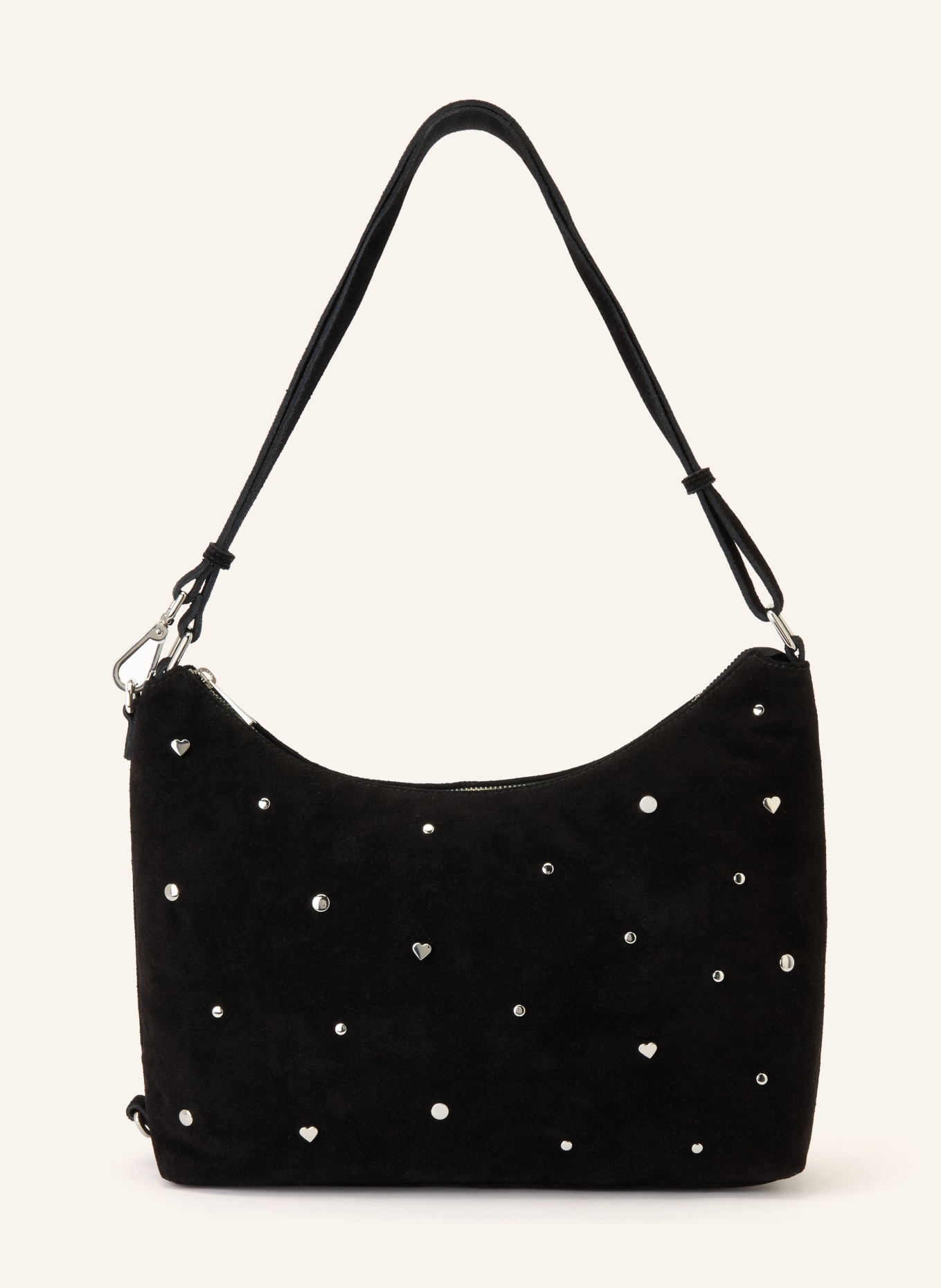 NÚNOO Schultertasche RIO SWEETHEART mit Nieten: SCHWARZ / SILBER