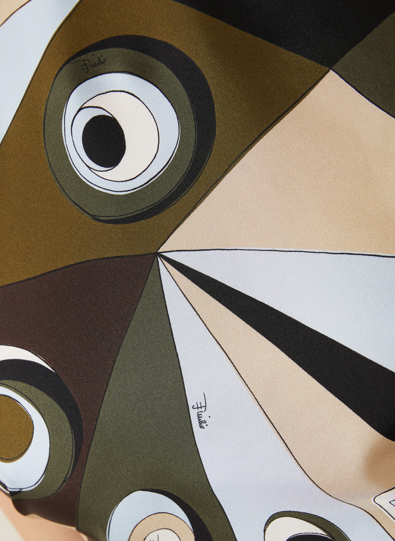 PUCCI Silk top: OLIVE / CREAM / LIGHT BLUE