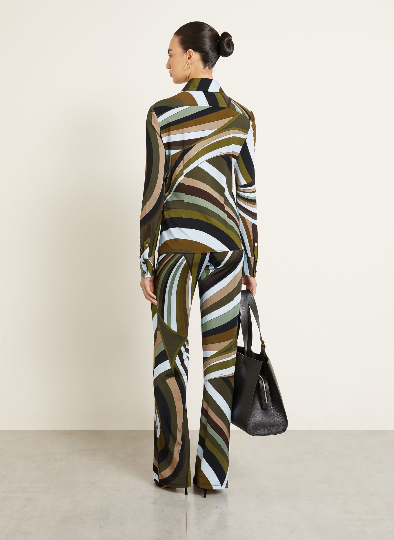 PUCCI Hemdbluse aus Jersey: OLIV / HELLBRAUN / HELLBLAU