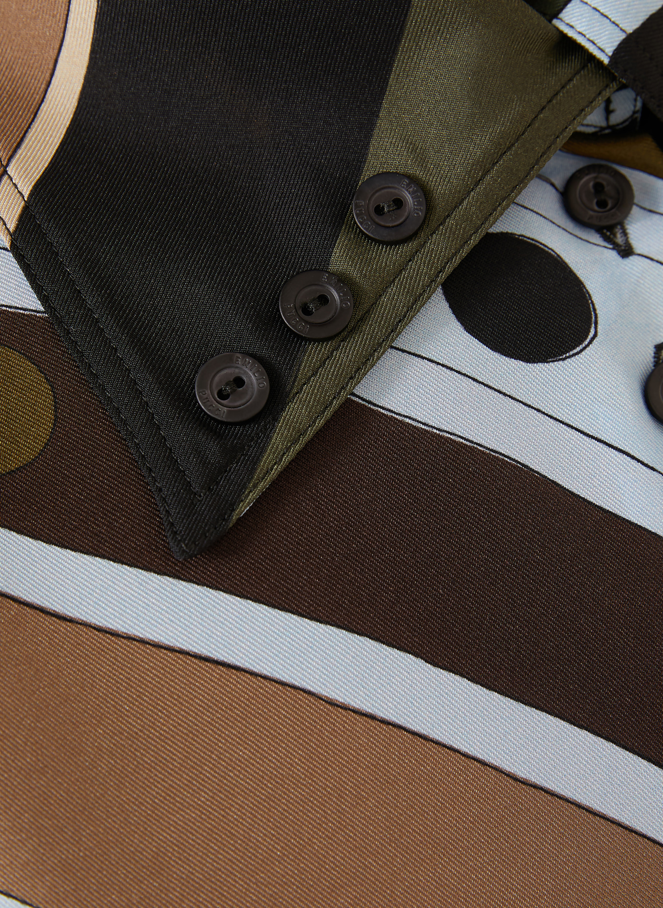 PUCCI Hemdbluse aus Seide: OLIV / HELLBRAUN / HELLBLAU