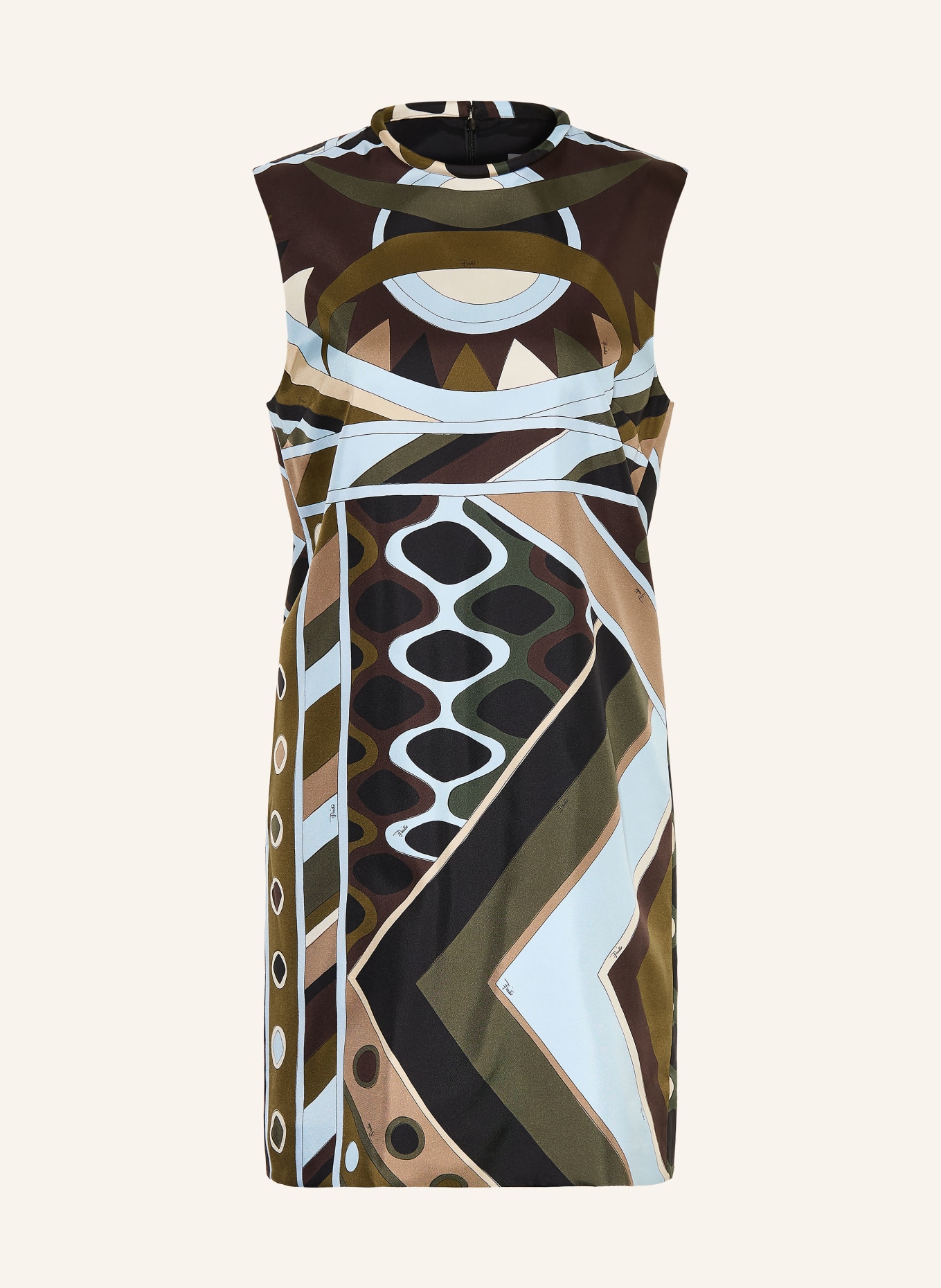 PUCCI Etuikleid aus Seide: OLIV / HELLBRAUN / HELLBLAU