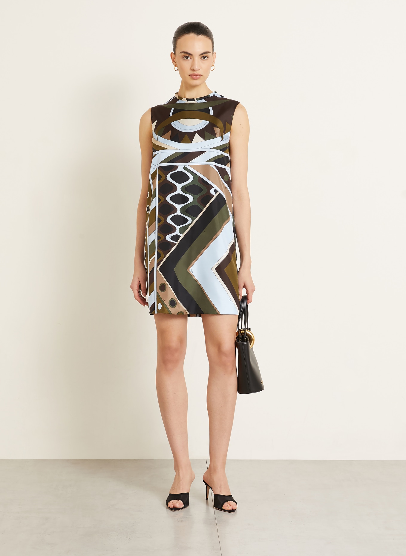 PUCCI Etuikleid aus Seide: OLIV / HELLBRAUN / HELLBLAU