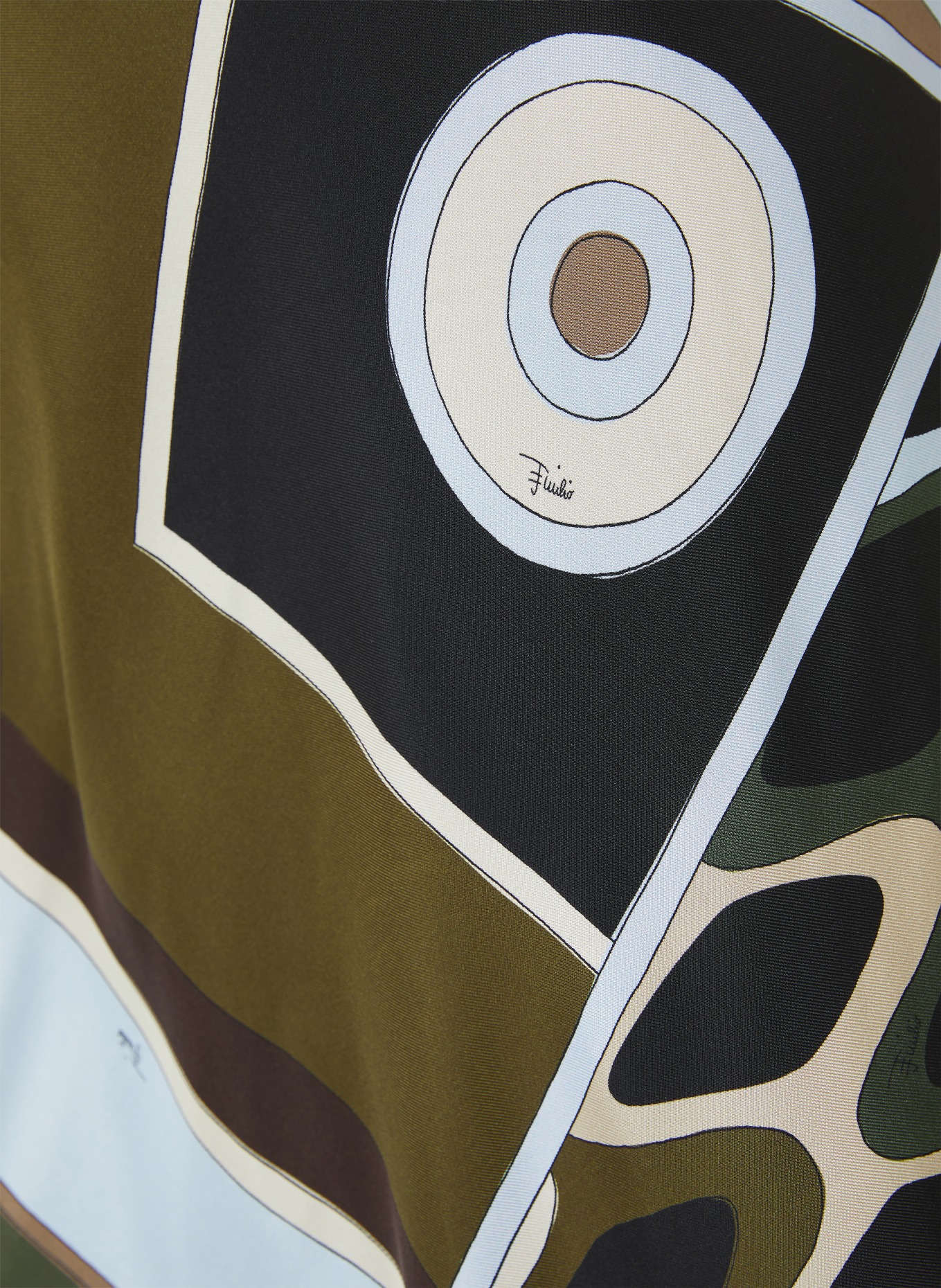 PUCCI silk skirt: KHAKI / DARK BROWN / LIGHT BLUE