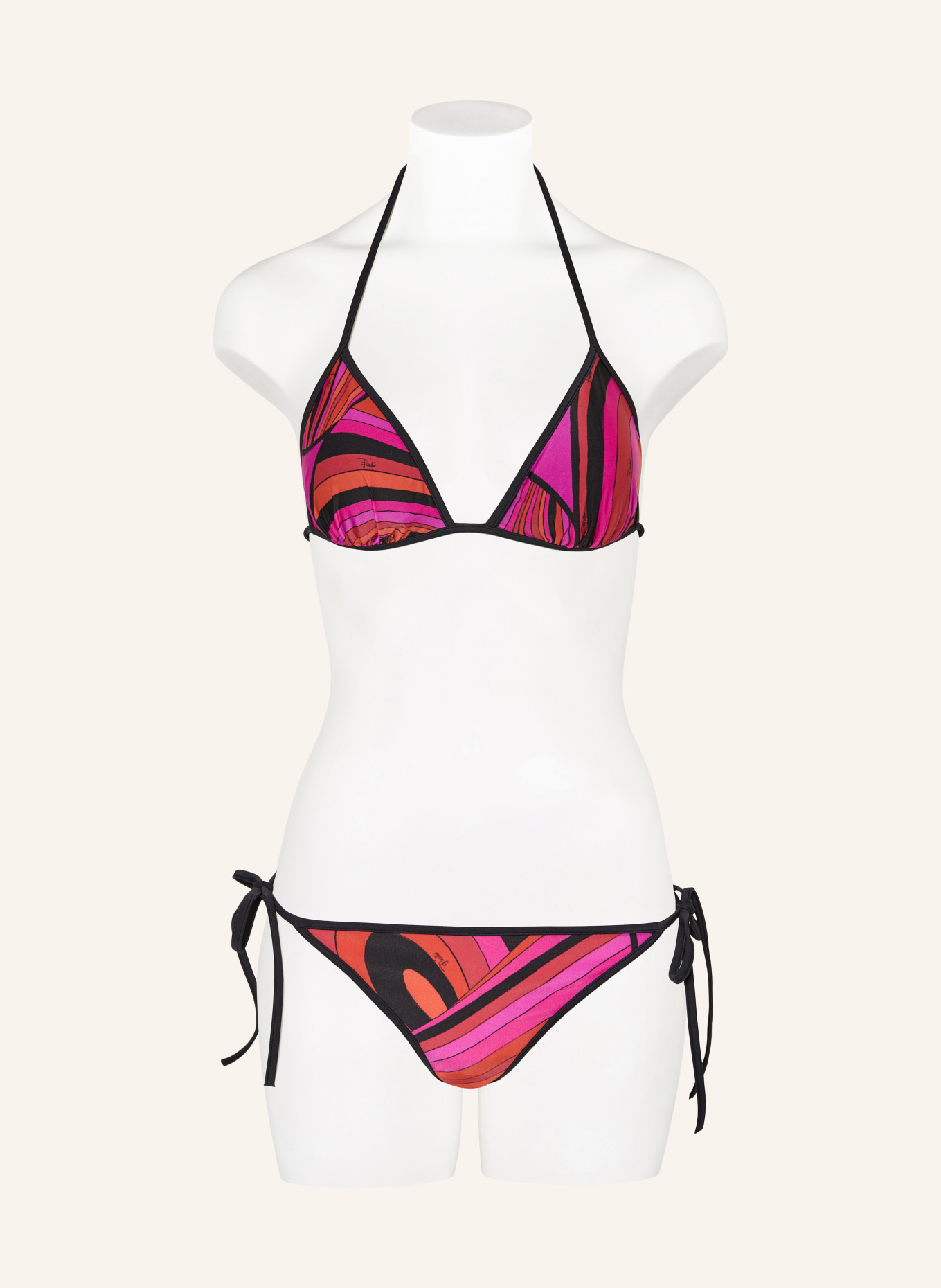 PUCCI Triangel-Bikini-Hose: PINK / ROT / SCHWARZ