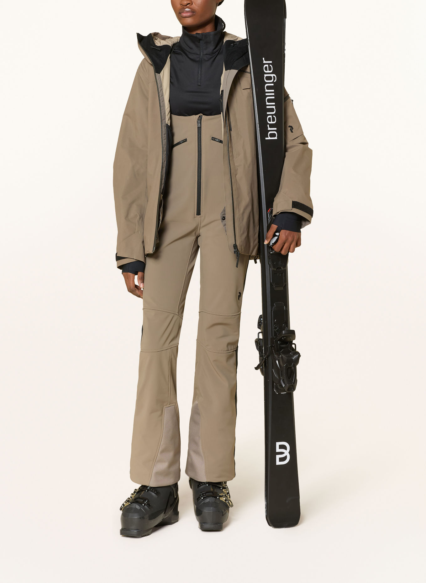 Peak Performance Softshell-skibroek STRETCH BIB: LICHTBRUIN / ZWART