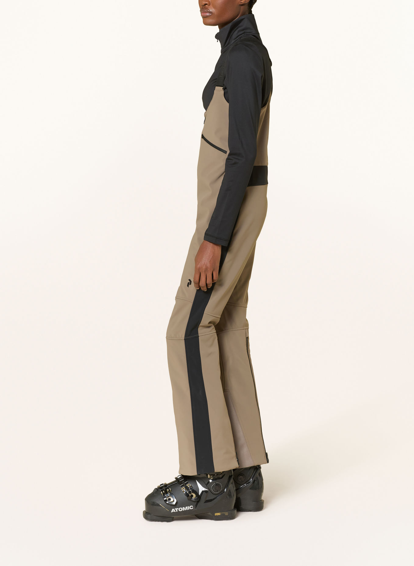 Peak Performance Softshell-skibroek STRETCH BIB: LICHTBRUIN / ZWART