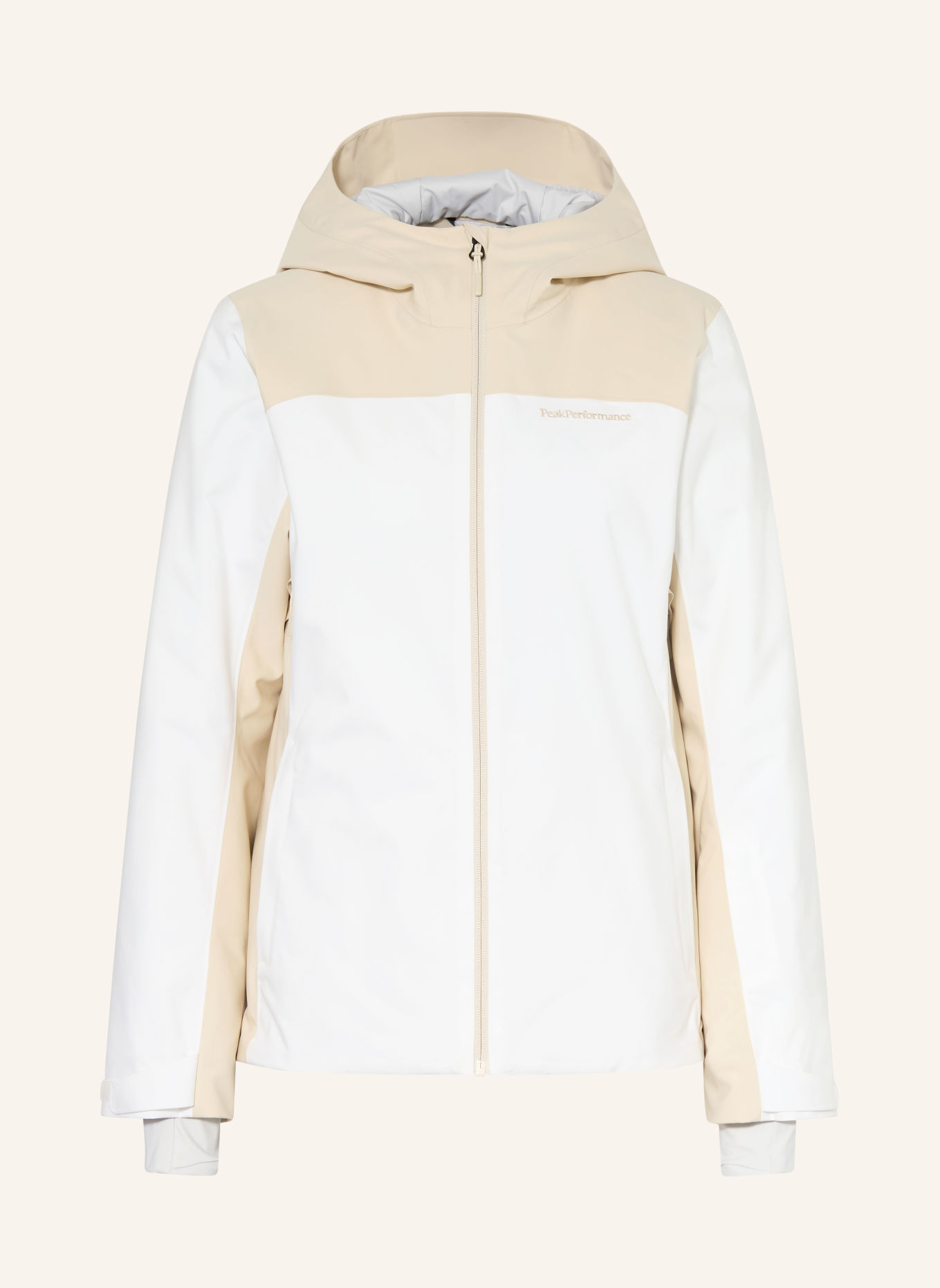 Peak Performance Jachetă de schi ANIMA BLOCKED INSULATED: ALB / BEJ