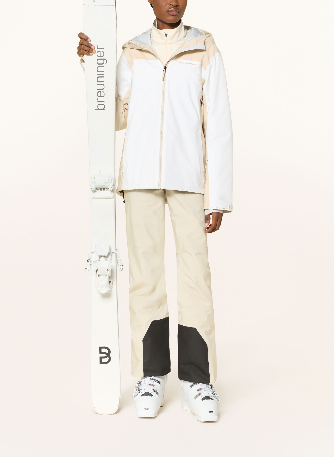Peak Performance Jachetă de schi ANIMA BLOCKED INSULATED: ALB / BEJ