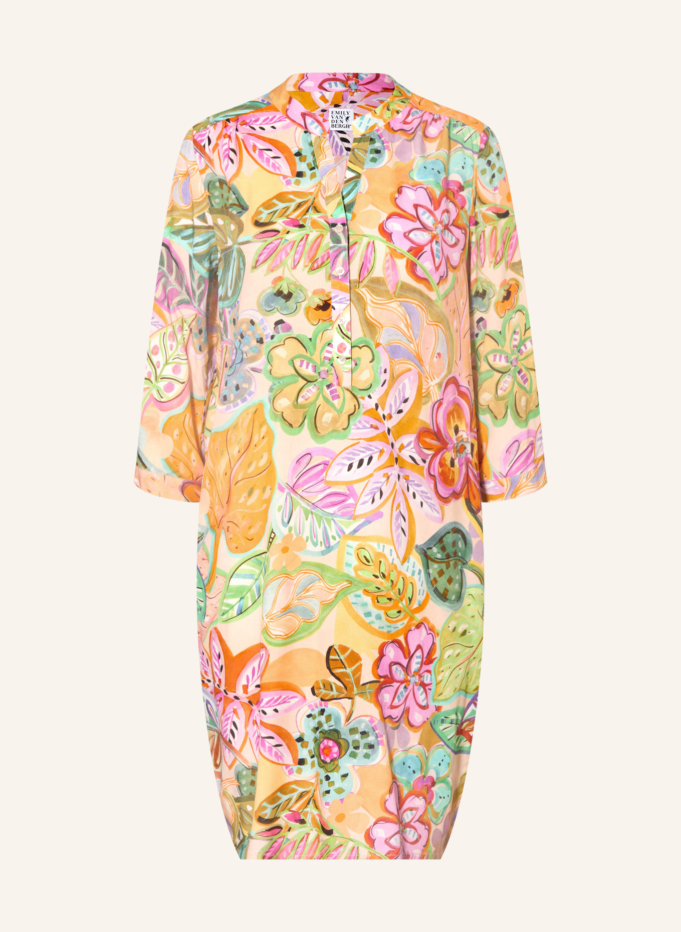 Emily VAN DEN BERGH Rochie cu mâneci 3/4: BEJ / PORTOCALIU / VERDE