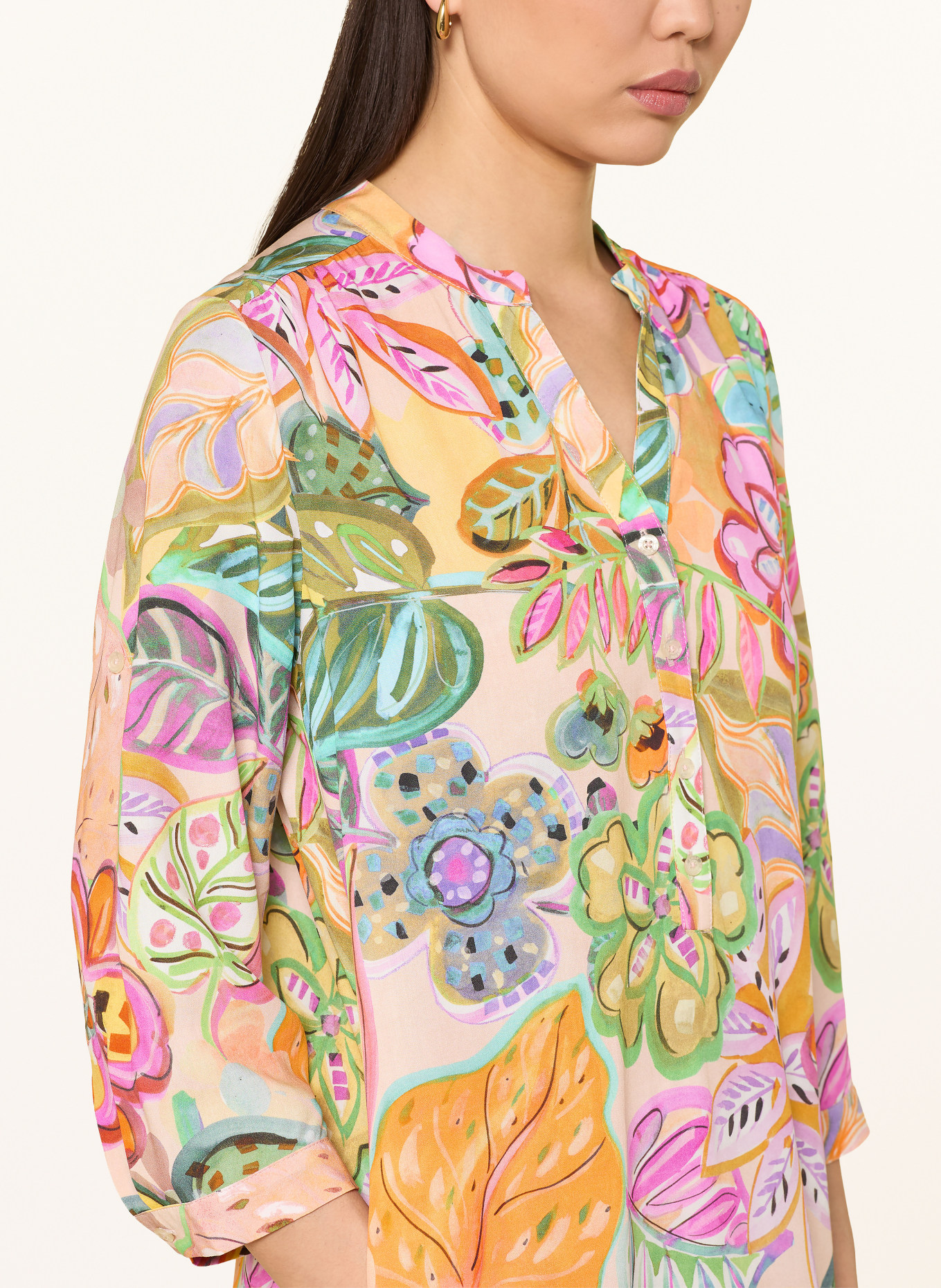 Emily VAN DEN BERGH Rochie cu mâneci 3/4: BEJ / PORTOCALIU / VERDE