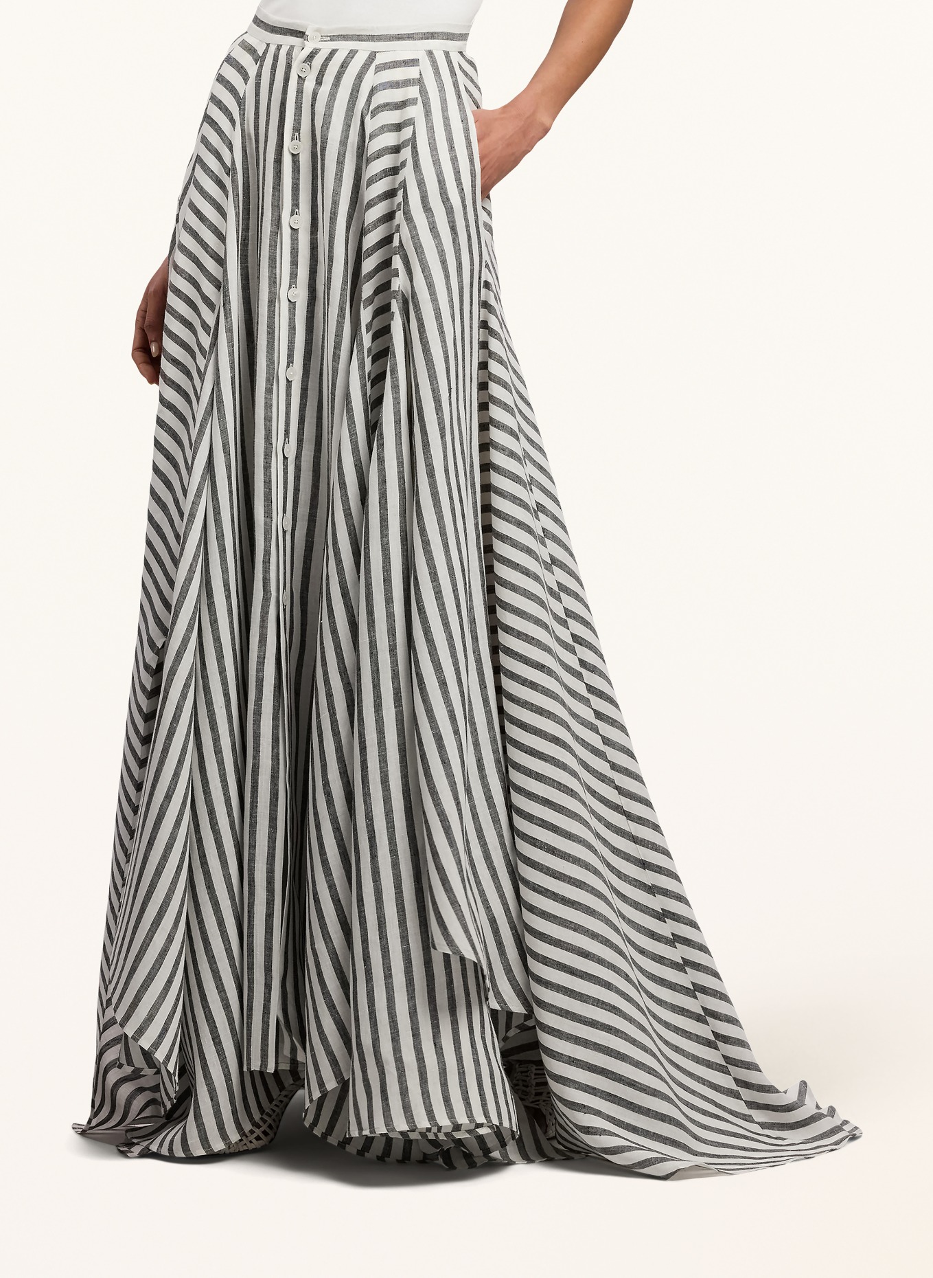 RALPH LAUREN Collection Leinenrock SHAMUS: WEISS / SCHWARZ