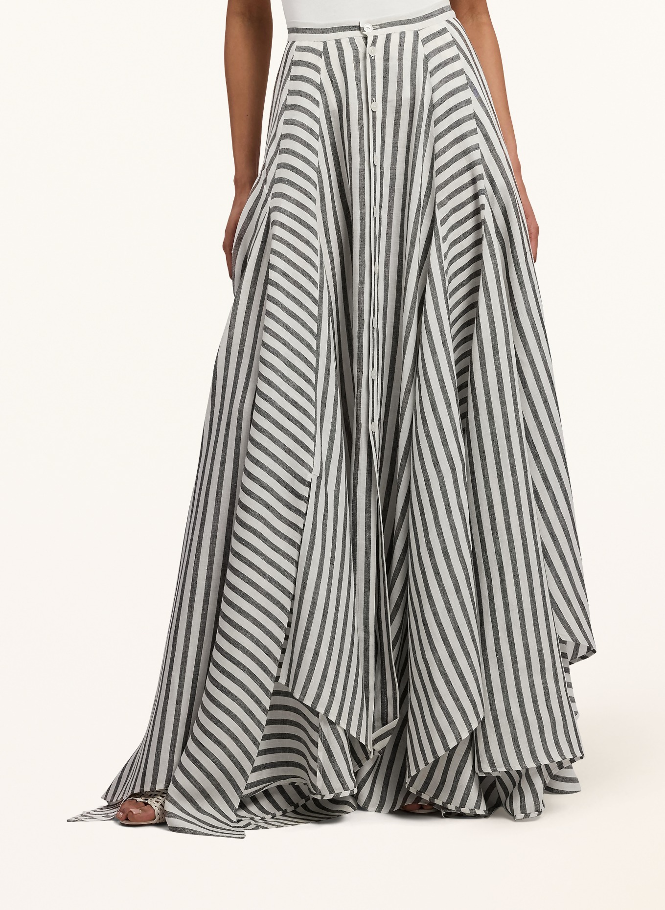 RALPH LAUREN Collection Leinenrock SHAMUS: WEISS / SCHWARZ