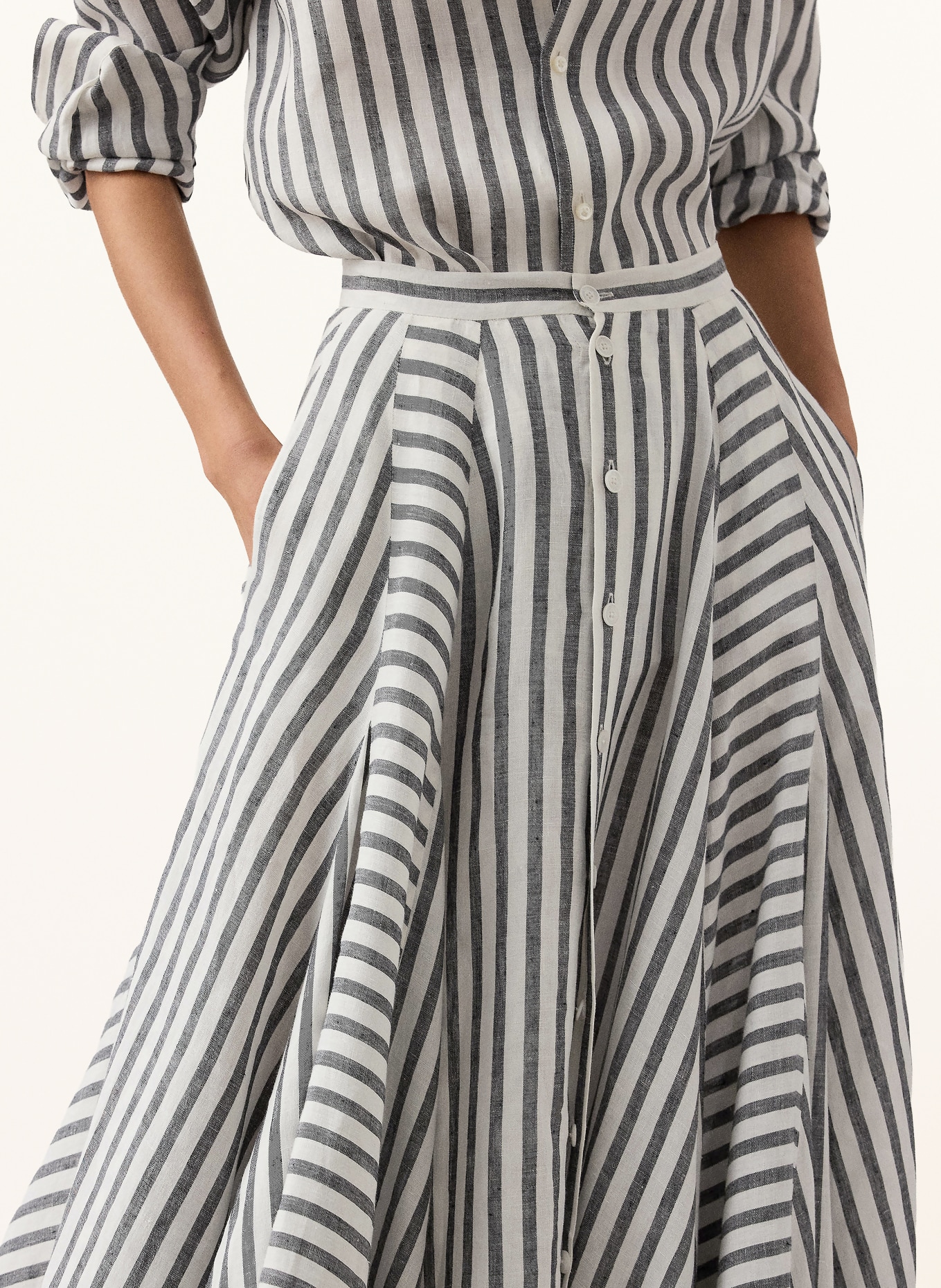 RALPH LAUREN Collection Leinenrock SHAMUS: WEISS / SCHWARZ