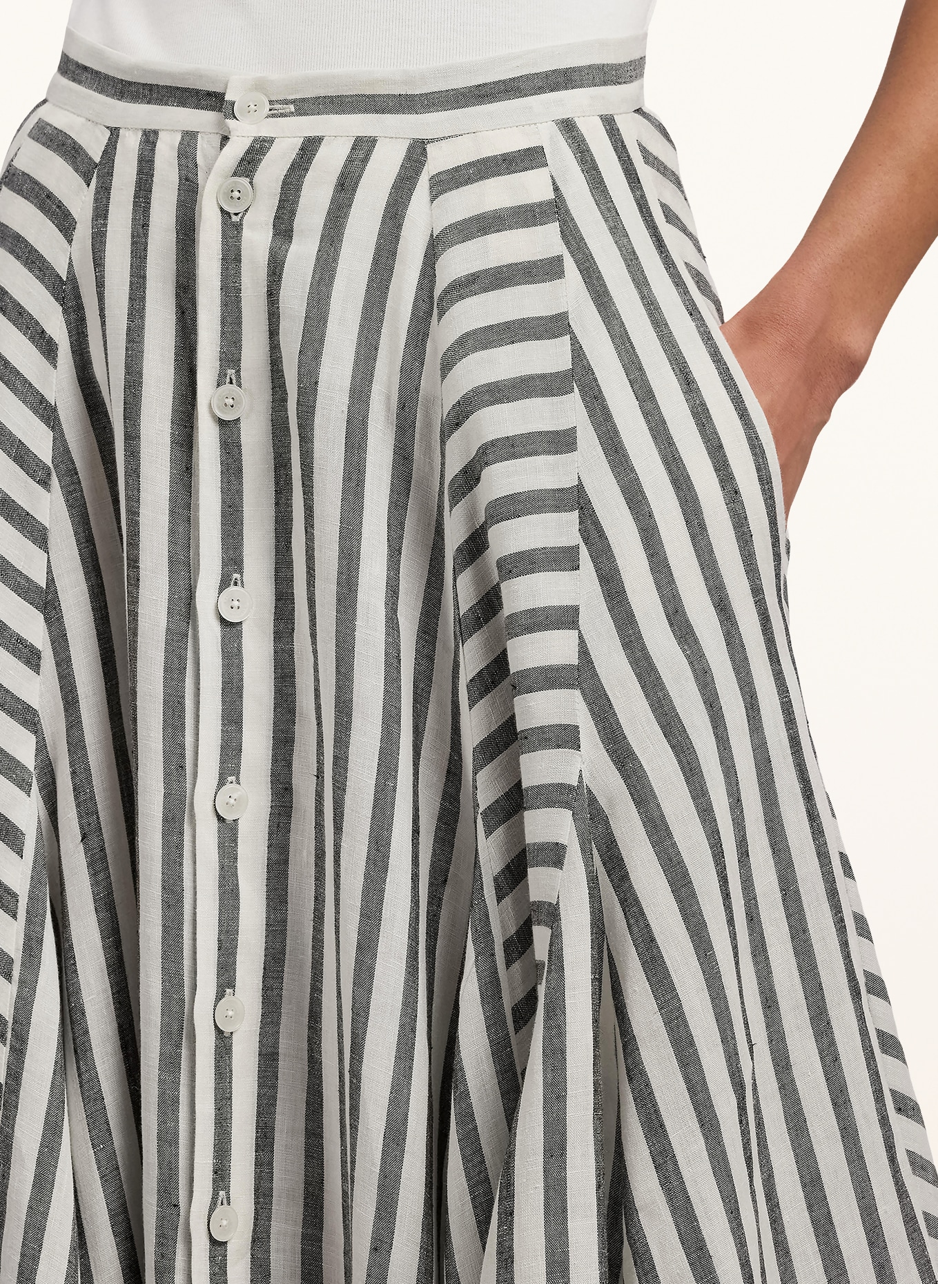 RALPH LAUREN Collection Leinenrock SHAMUS: WEISS / SCHWARZ