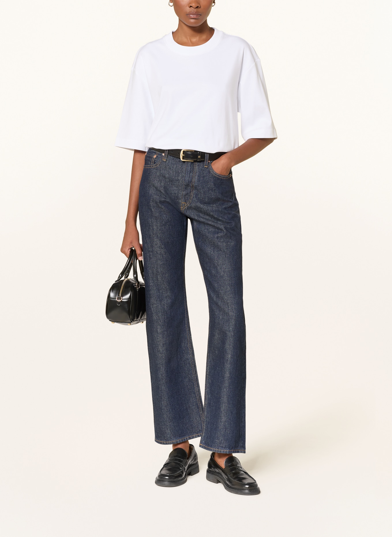 COS T-shirt oversize à manches 3/4: BLANC