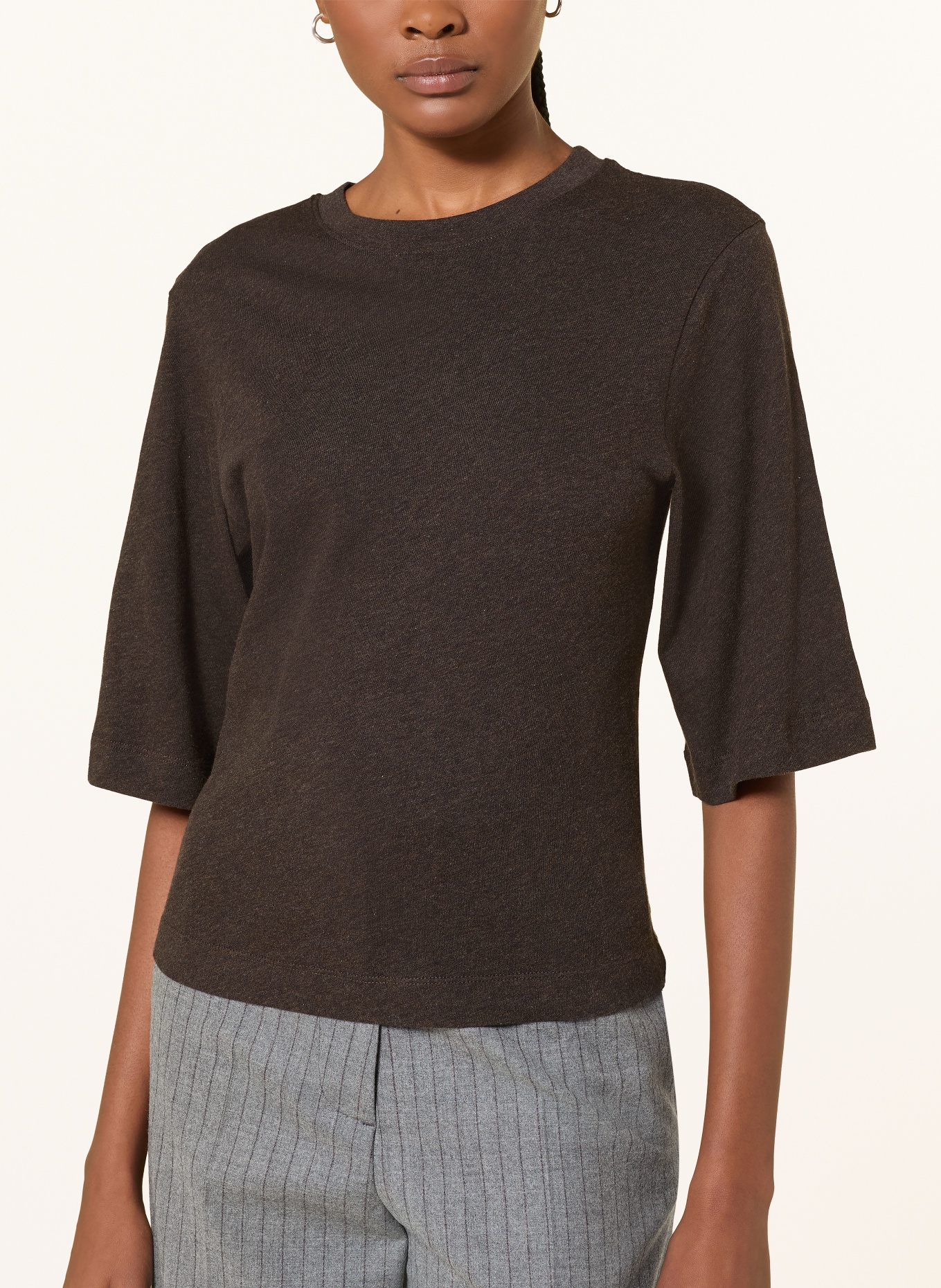 COS Koszulka z rękawem 3/4: CIEMNOBRĄZOWY