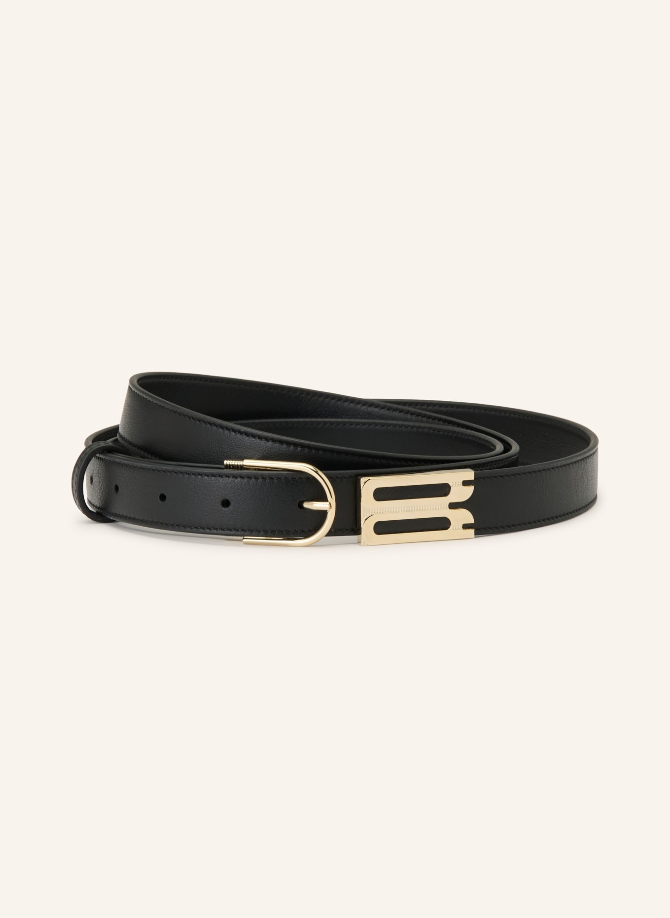 VICTORIA BECKHAM Leather belt: BLACK / GOLD